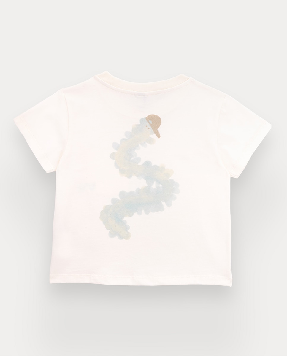 T-shirt Caterpiller de menino em algodão KNOT Pérola-3