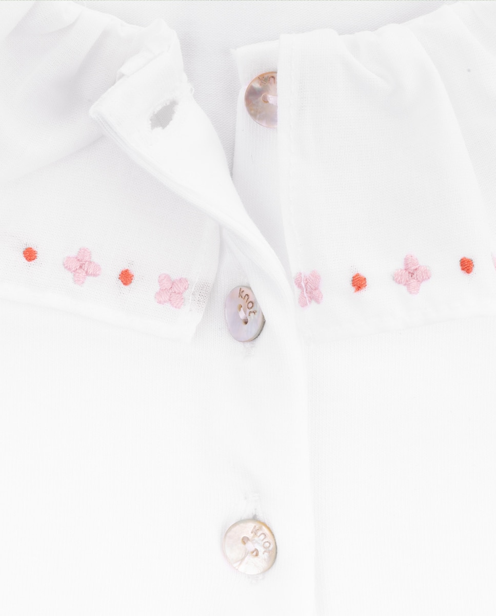 Polo Constance de menina em algodão orgânico KNOT Branco-2