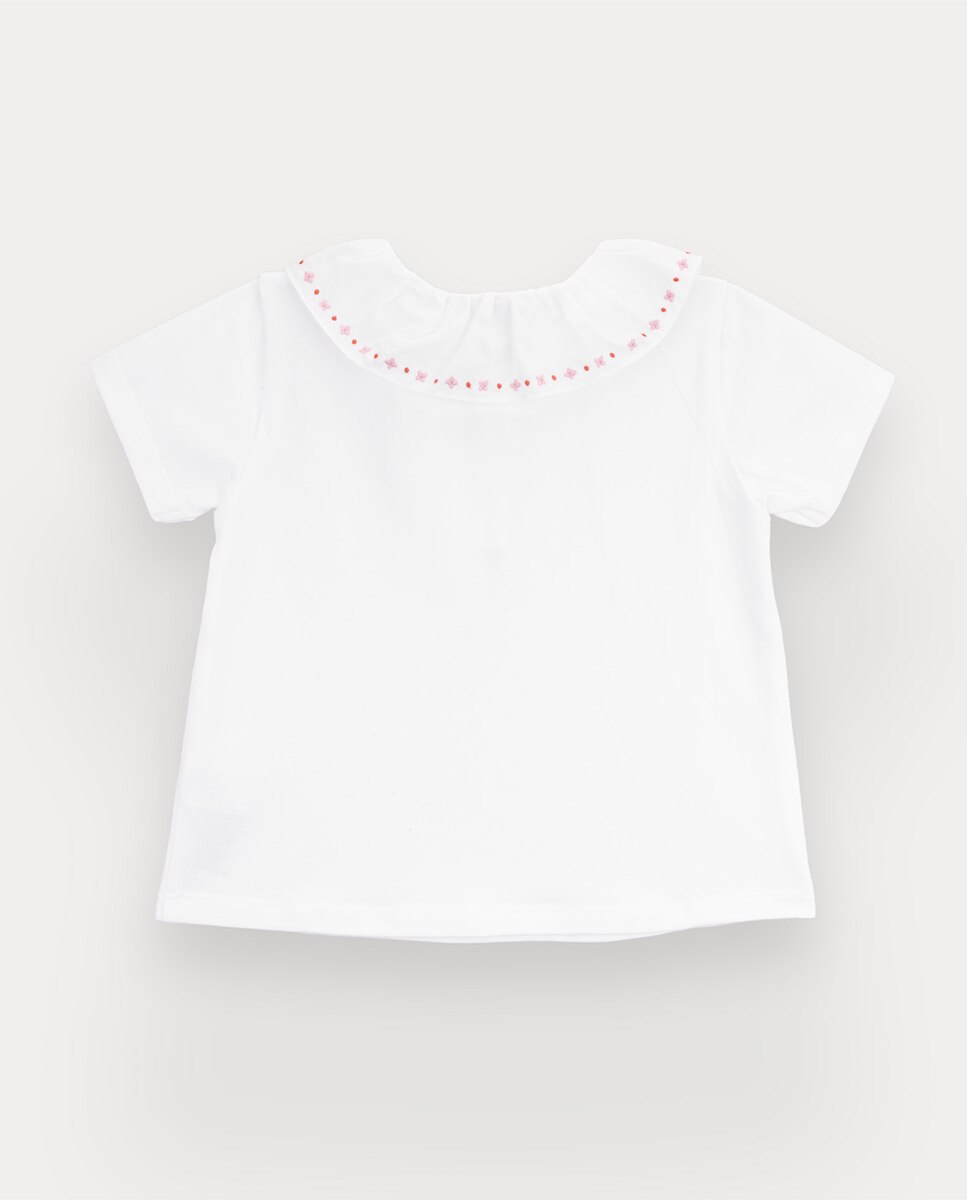 Polo Constance de menina em algodão orgânico KNOT Branco-3