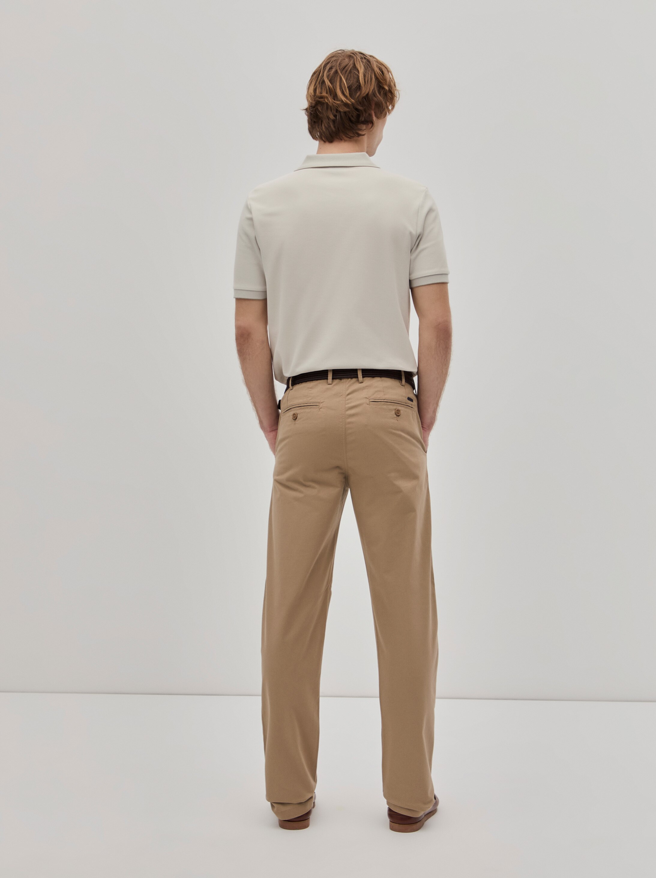 Calças Chino Regular Fit Bege-5