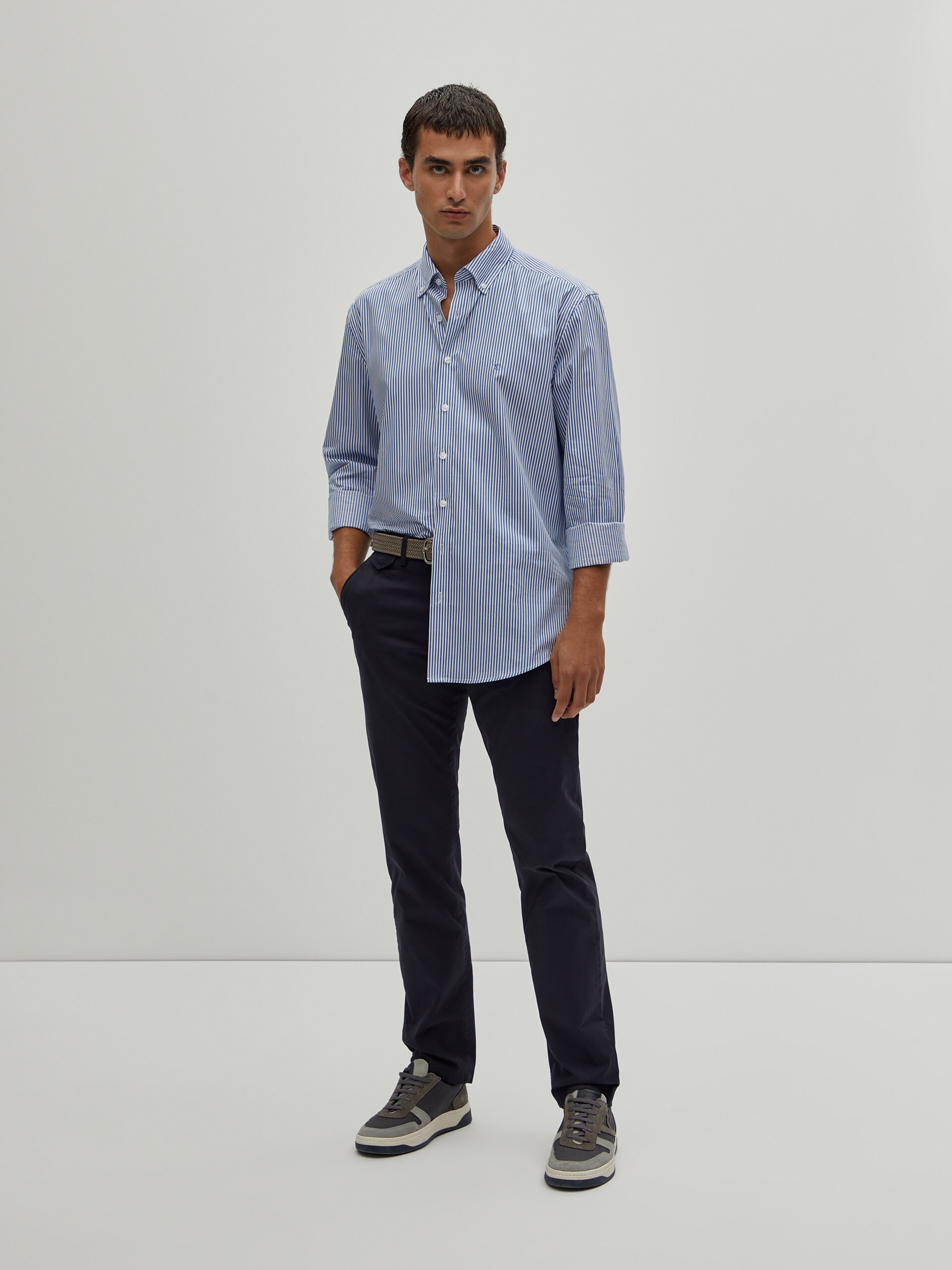 Camisa de Riscas Regular Fit Azul-2