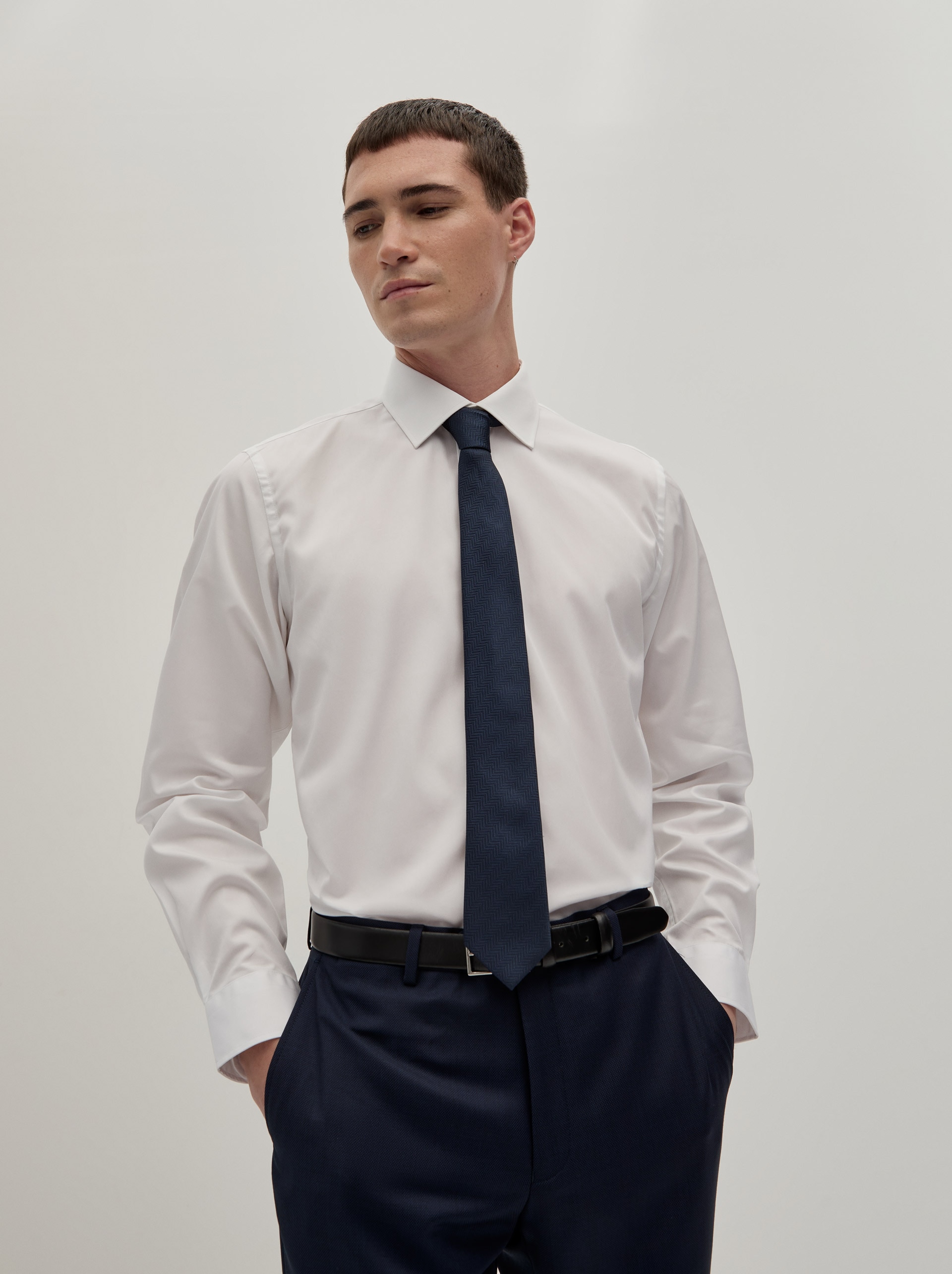 Camisa Clássica Regular Fit de Algodão Branco-1