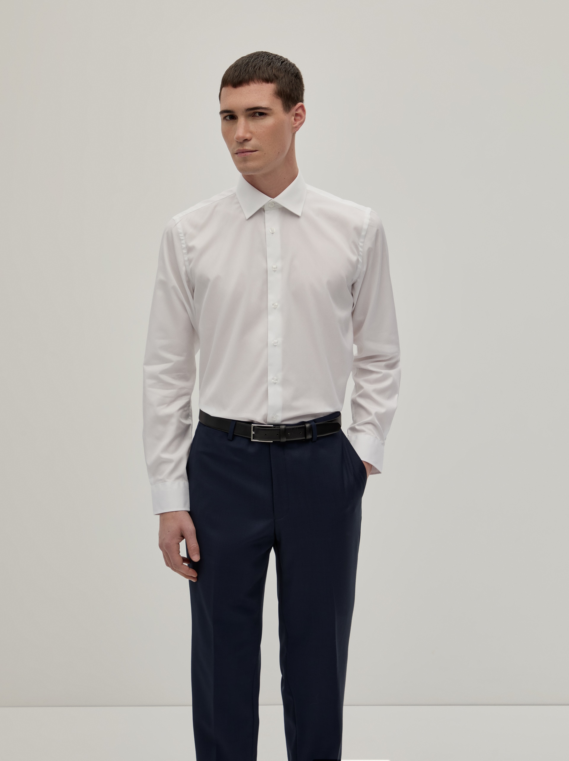 Camisa Clássica Regular Fit de Algodão Branco-3