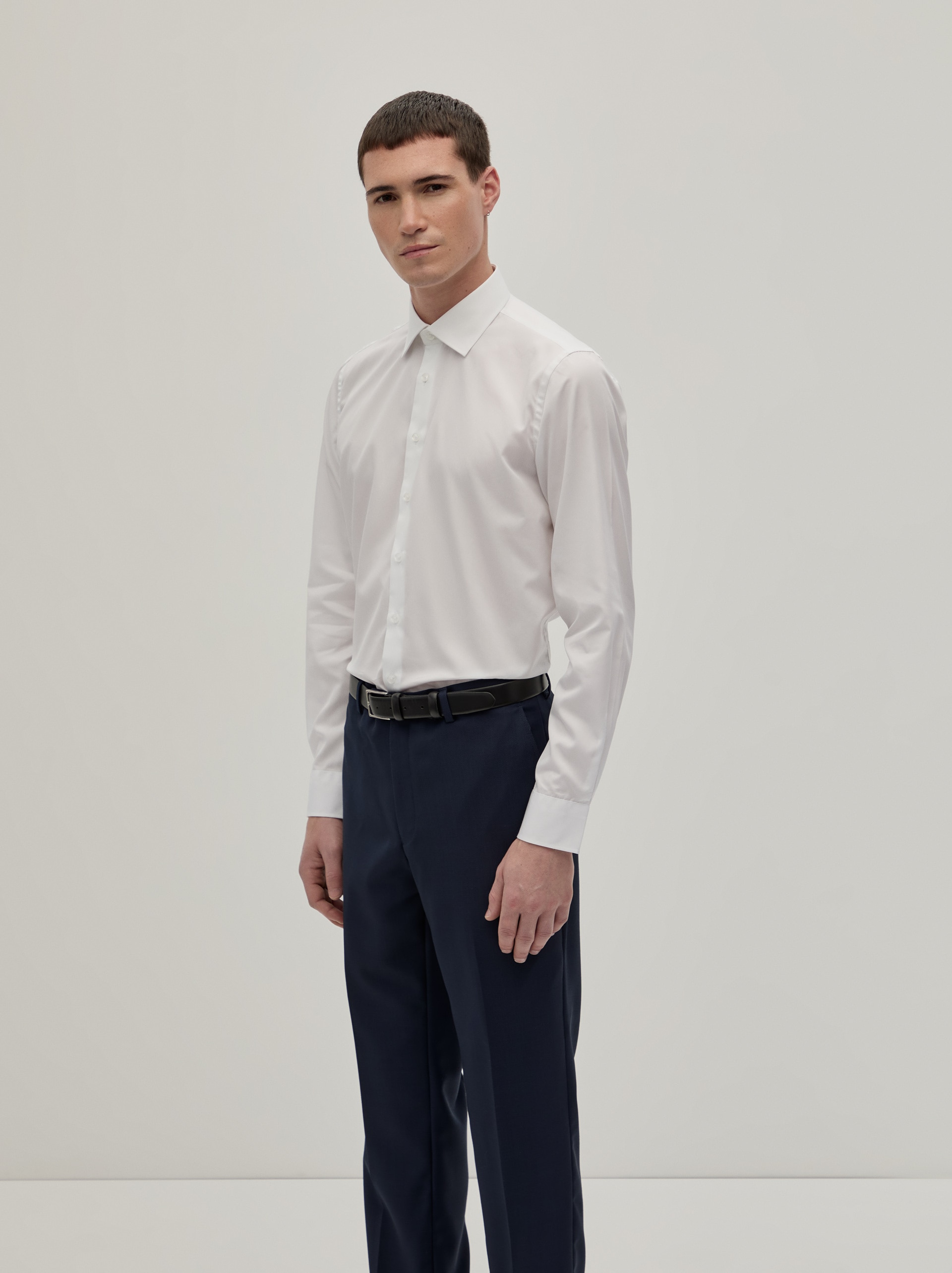 Camisa Clássica Regular Fit de Algodão Branco-4