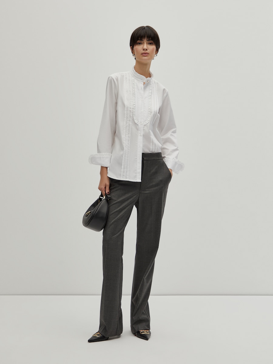 Camisa de Algodão com Folhos Branco-2