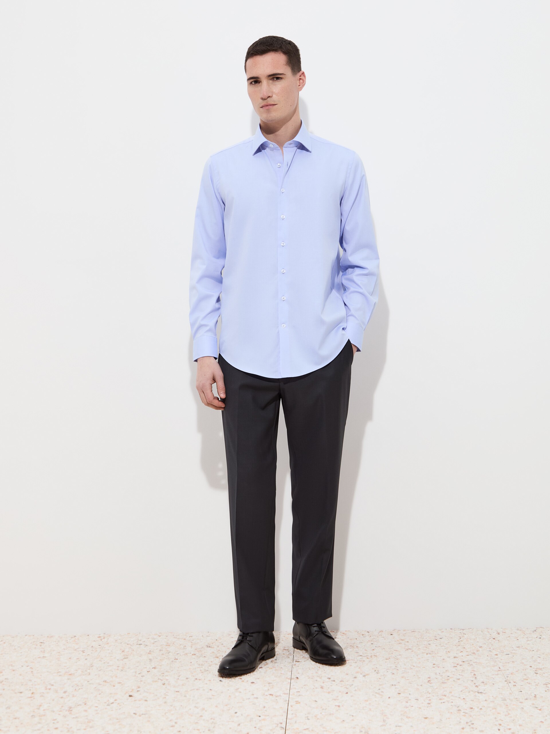 Camisa clássica regular fit Azul-2