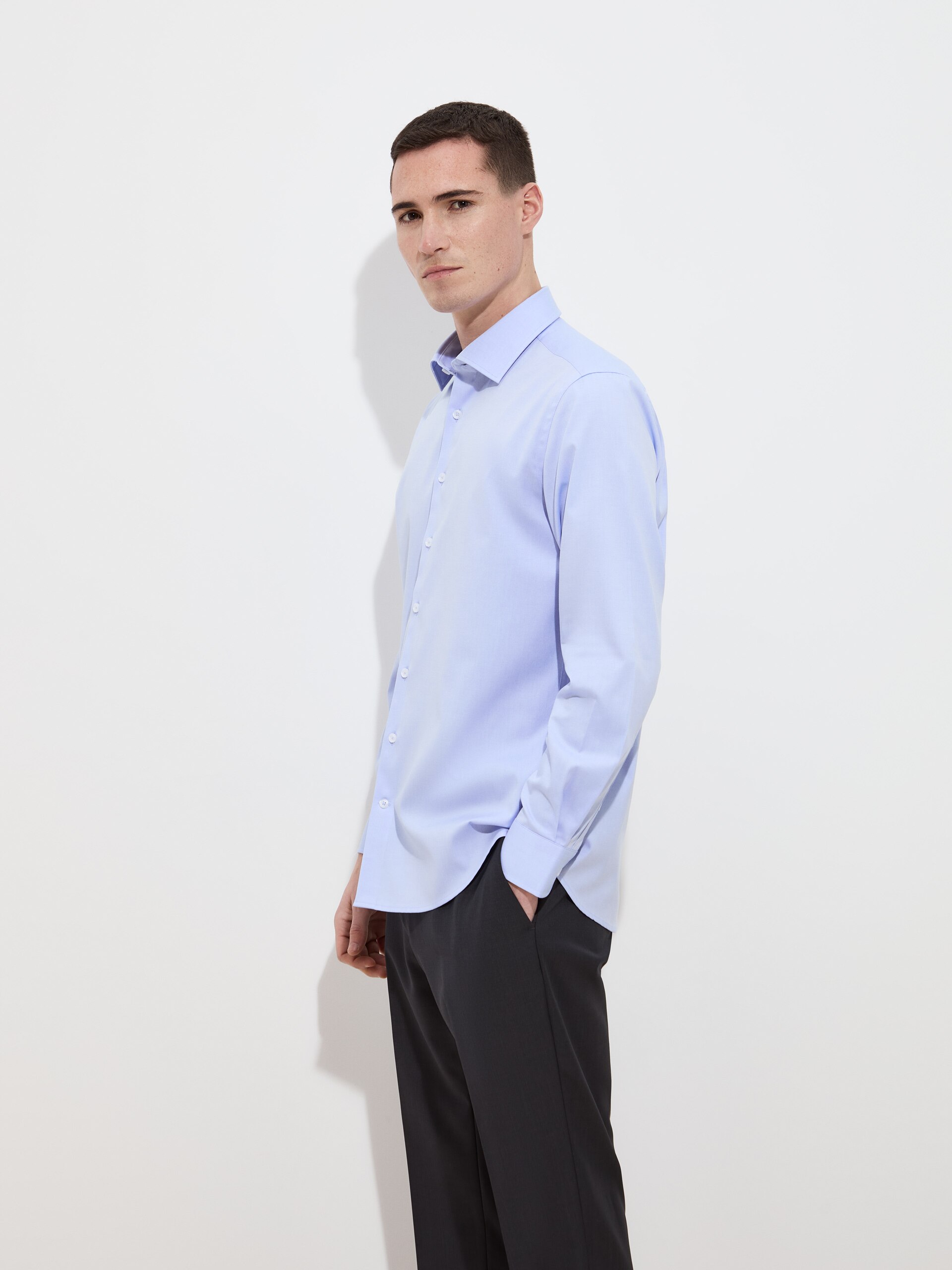 Camisa clássica regular fit Azul-3