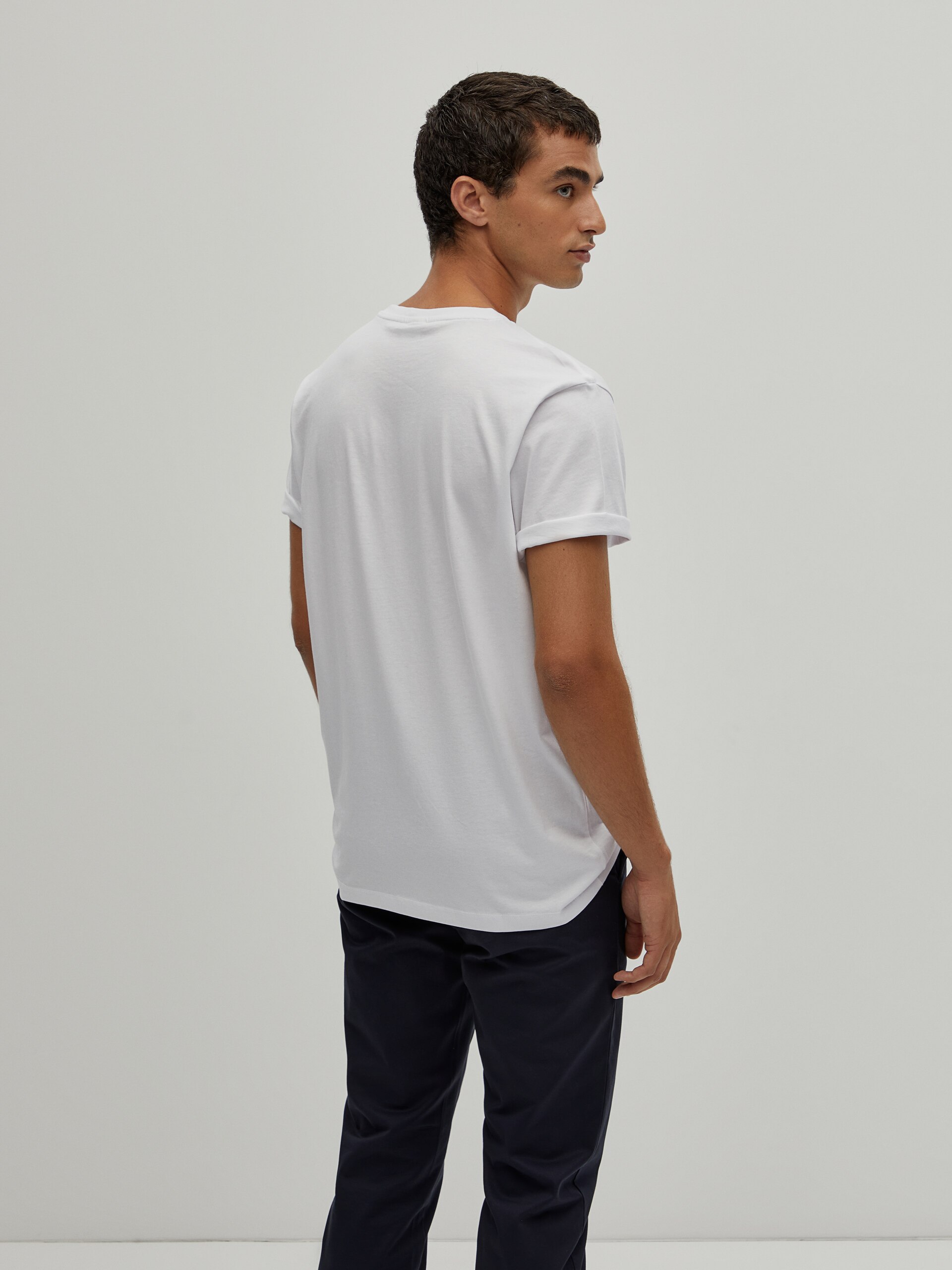 T-Shirt Básica Algodão Branco-5