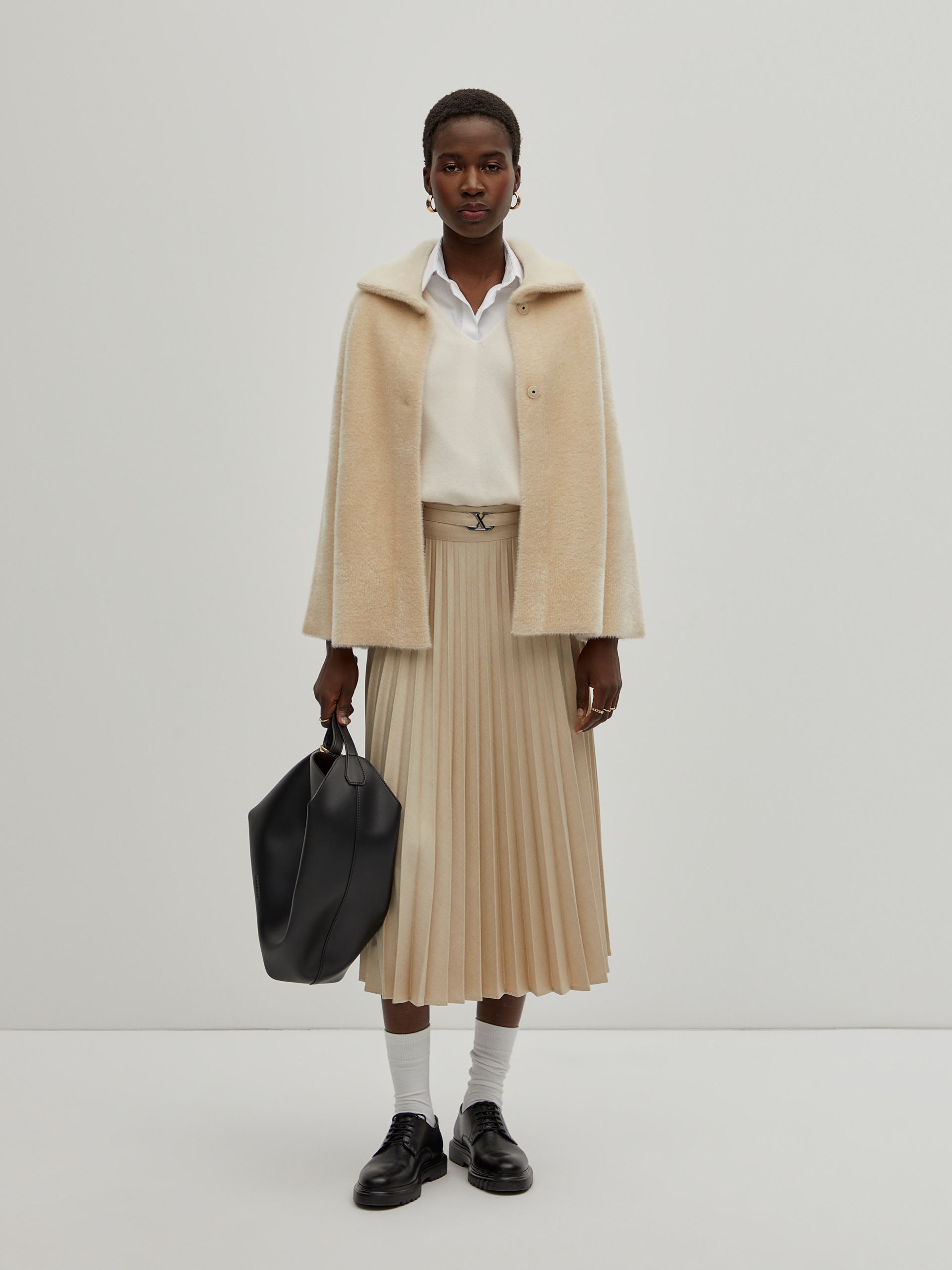 Casaco de pelo com mangas raglan Cru-2