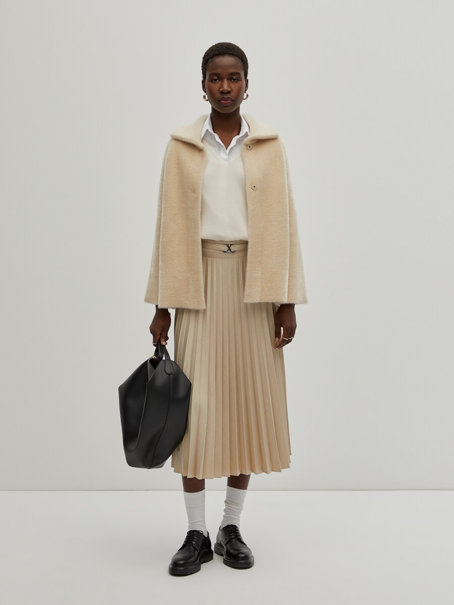 Casaco de pelo com mangas raglan Cru-2