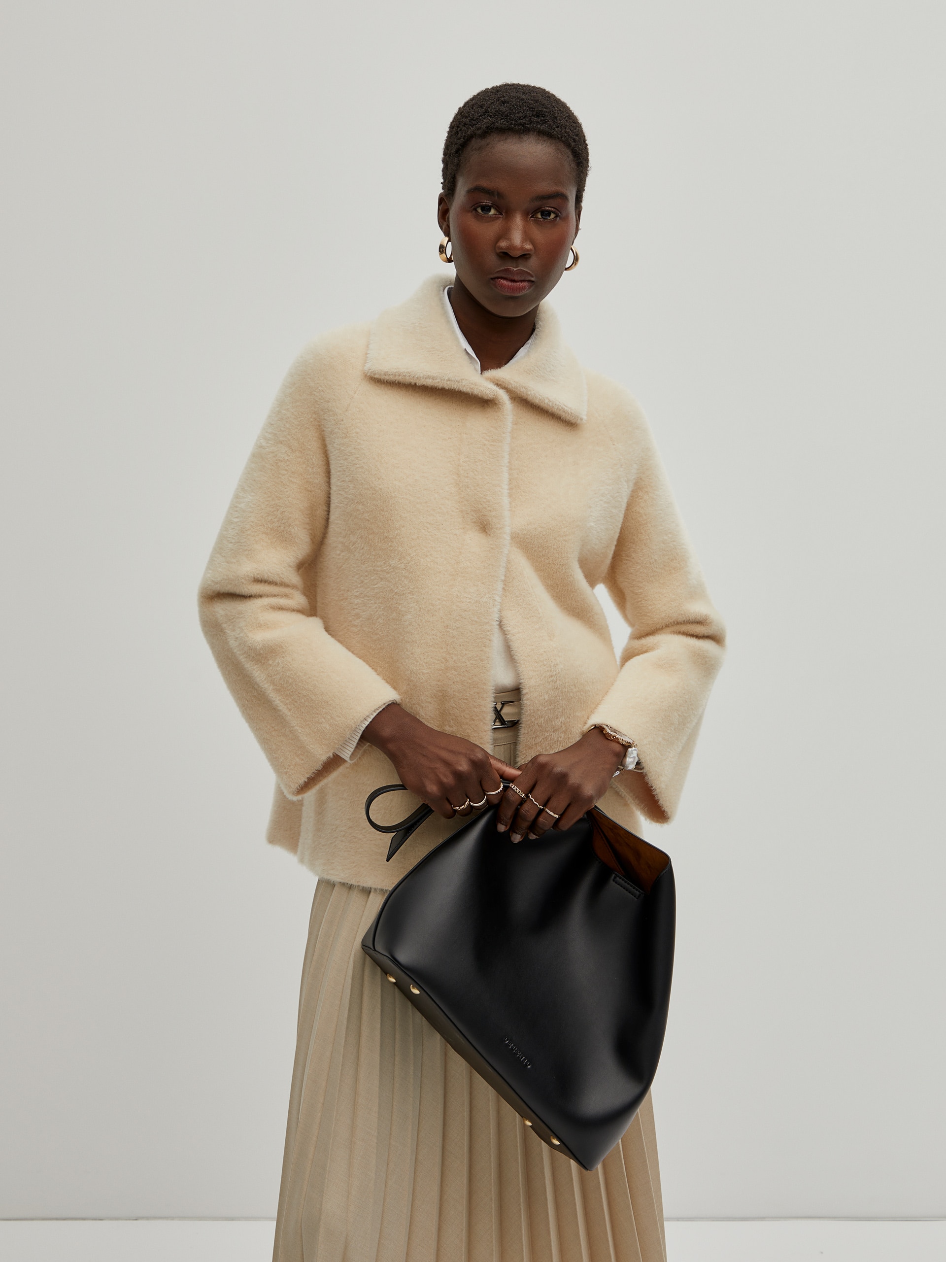 Casaco de pelo com mangas raglan Cru-3