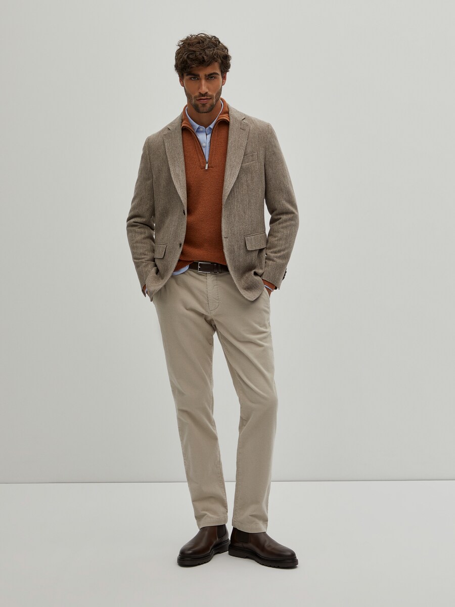 Blazer regular fit com padrão espinhado Castanho-2