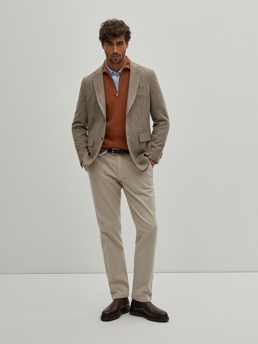 Blazer regular fit com padrão espinhado Castanho-2