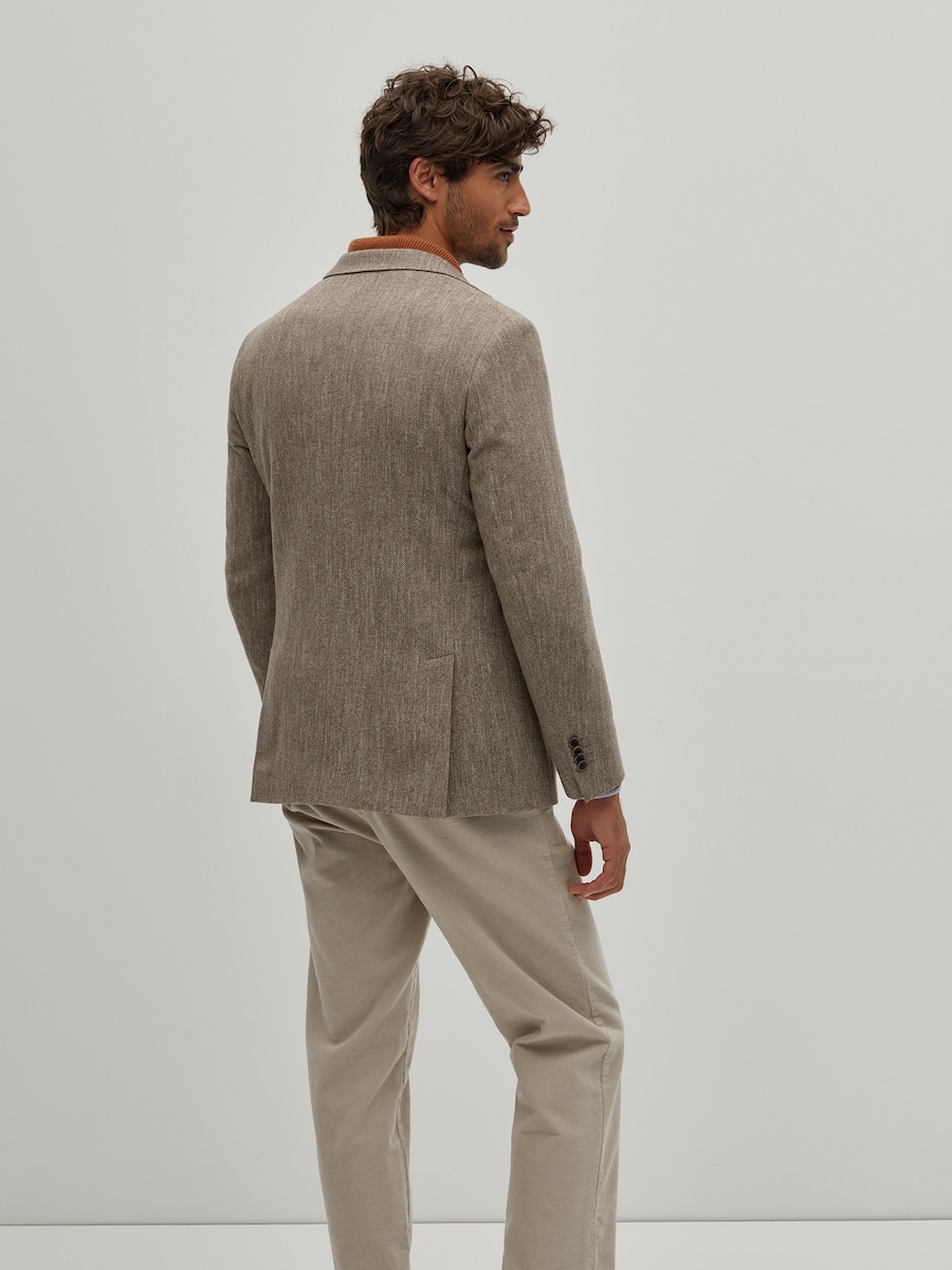 Blazer regular fit com padrão espinhado Castanho-5
