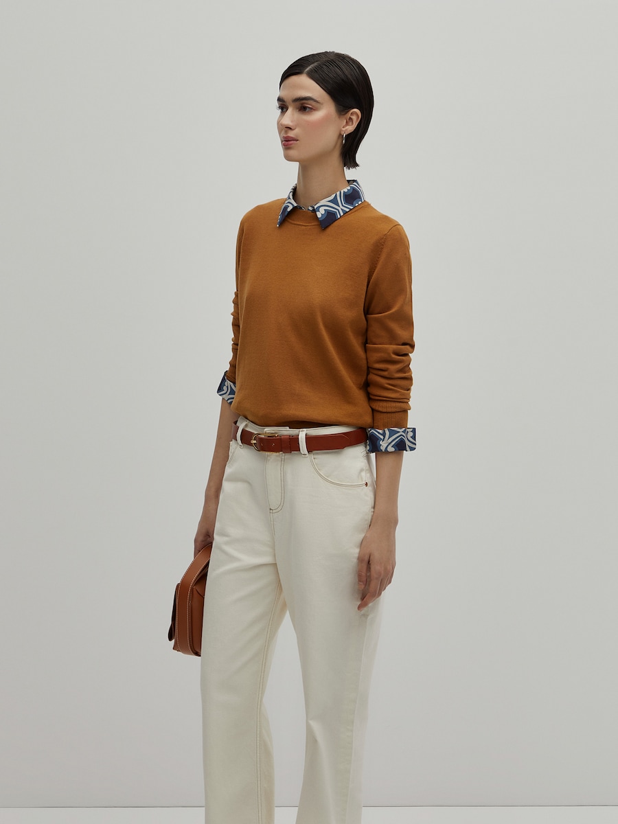 Camisola de algodão, seda e caxemira Amarelo-4