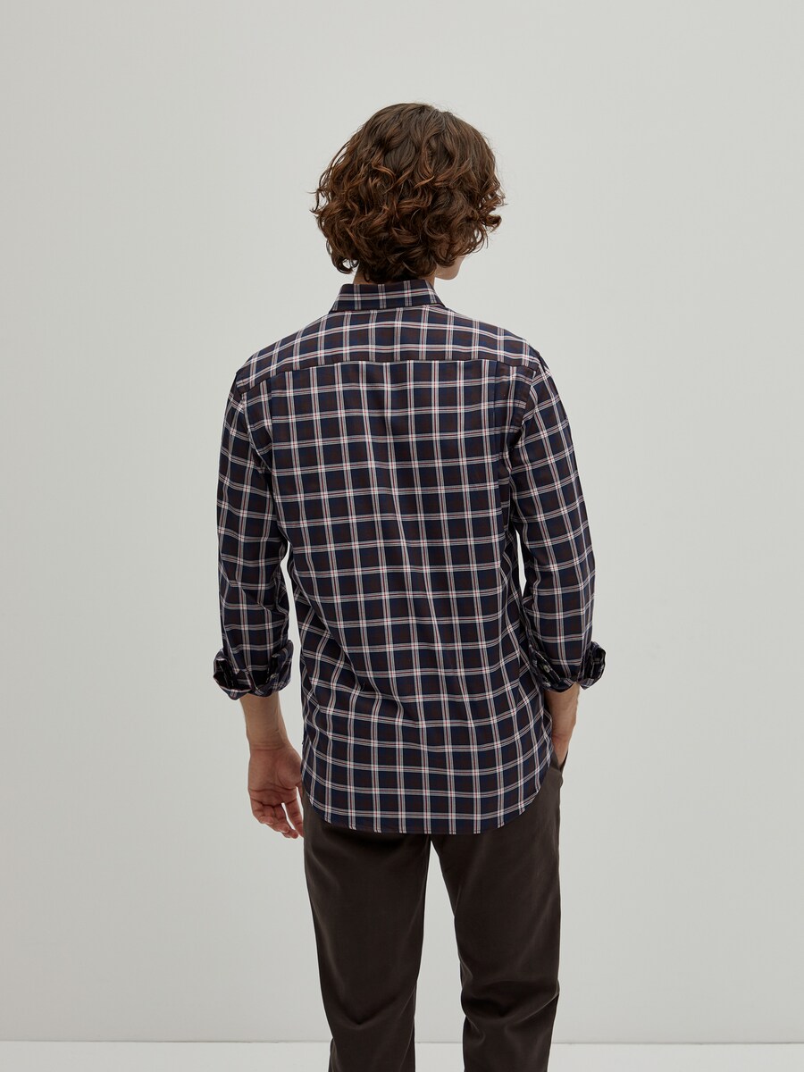 Camisa regular fit com padrão xadrez Azul-índigo-5