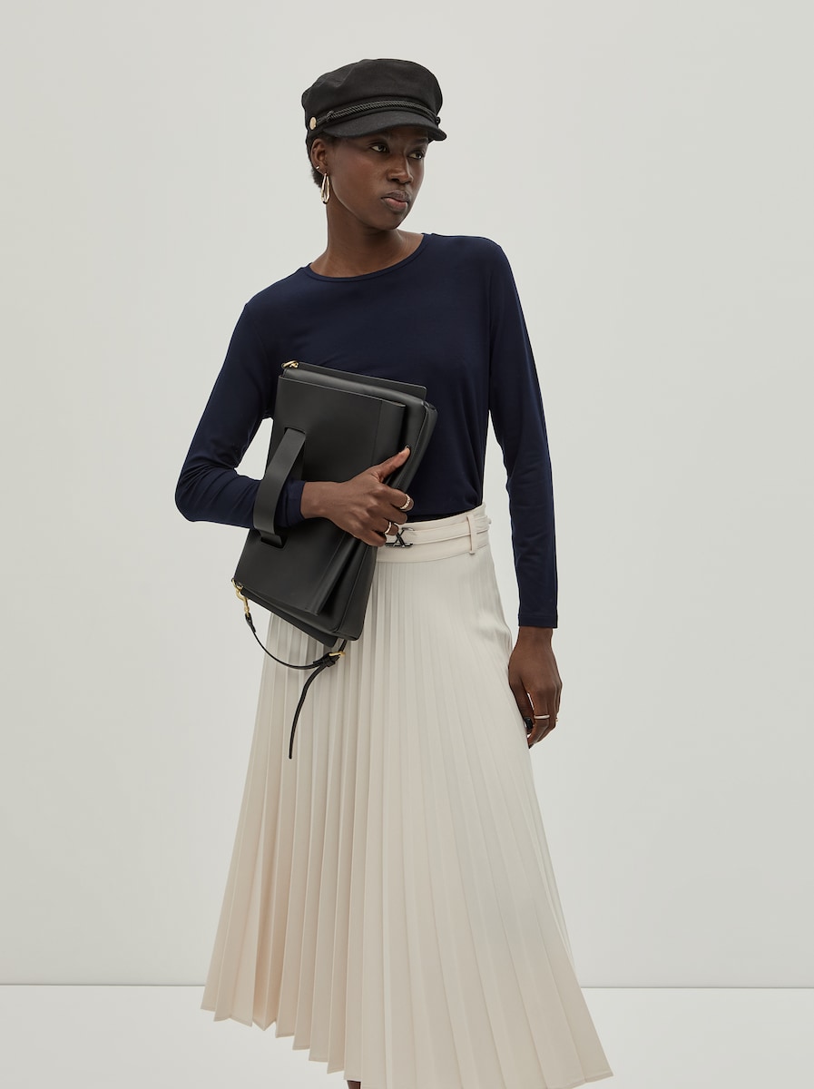 Camisola básica decote redondo Azul-marinho-3