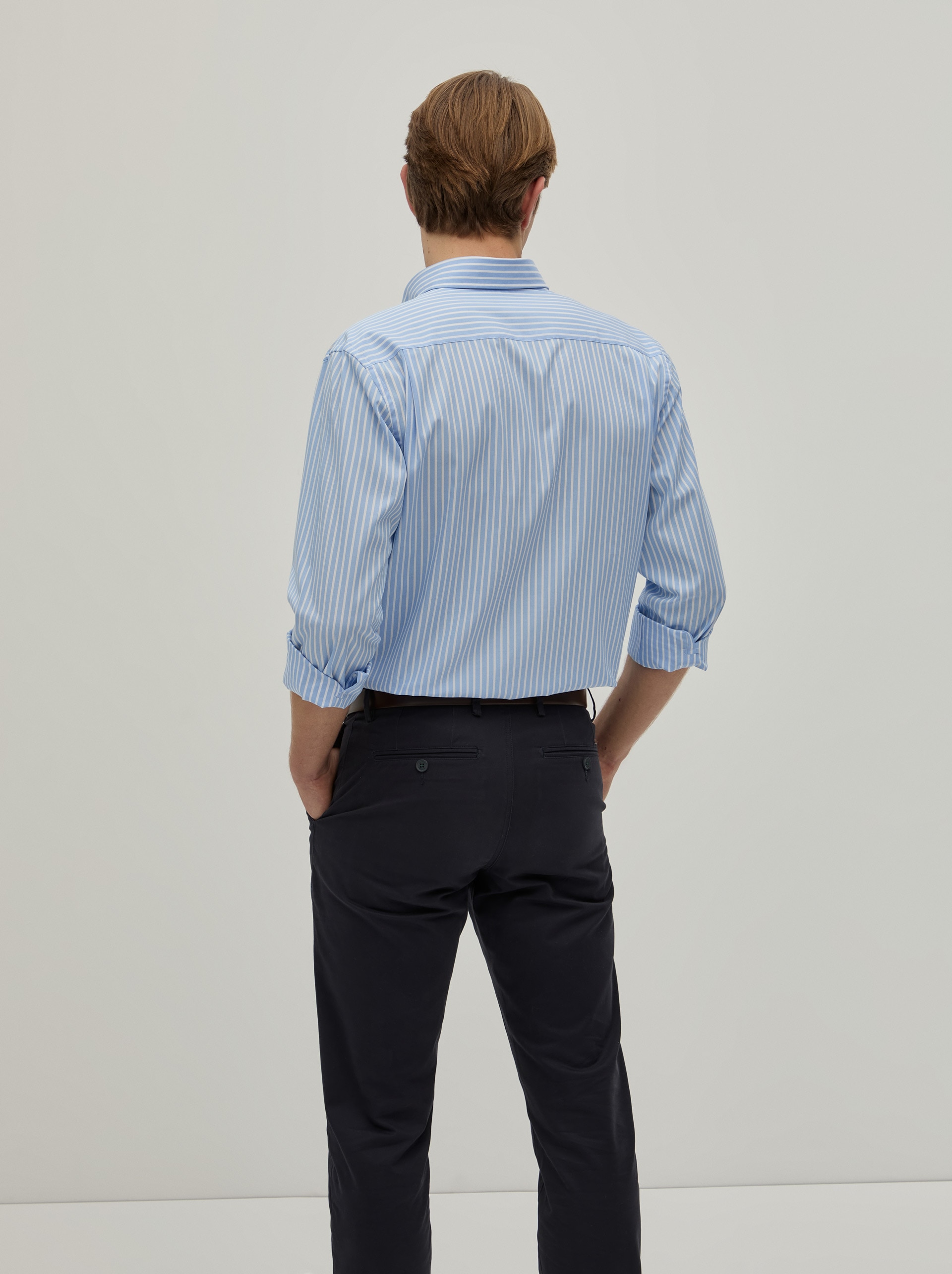Camisa Regular Fit em Popelina Azul-5