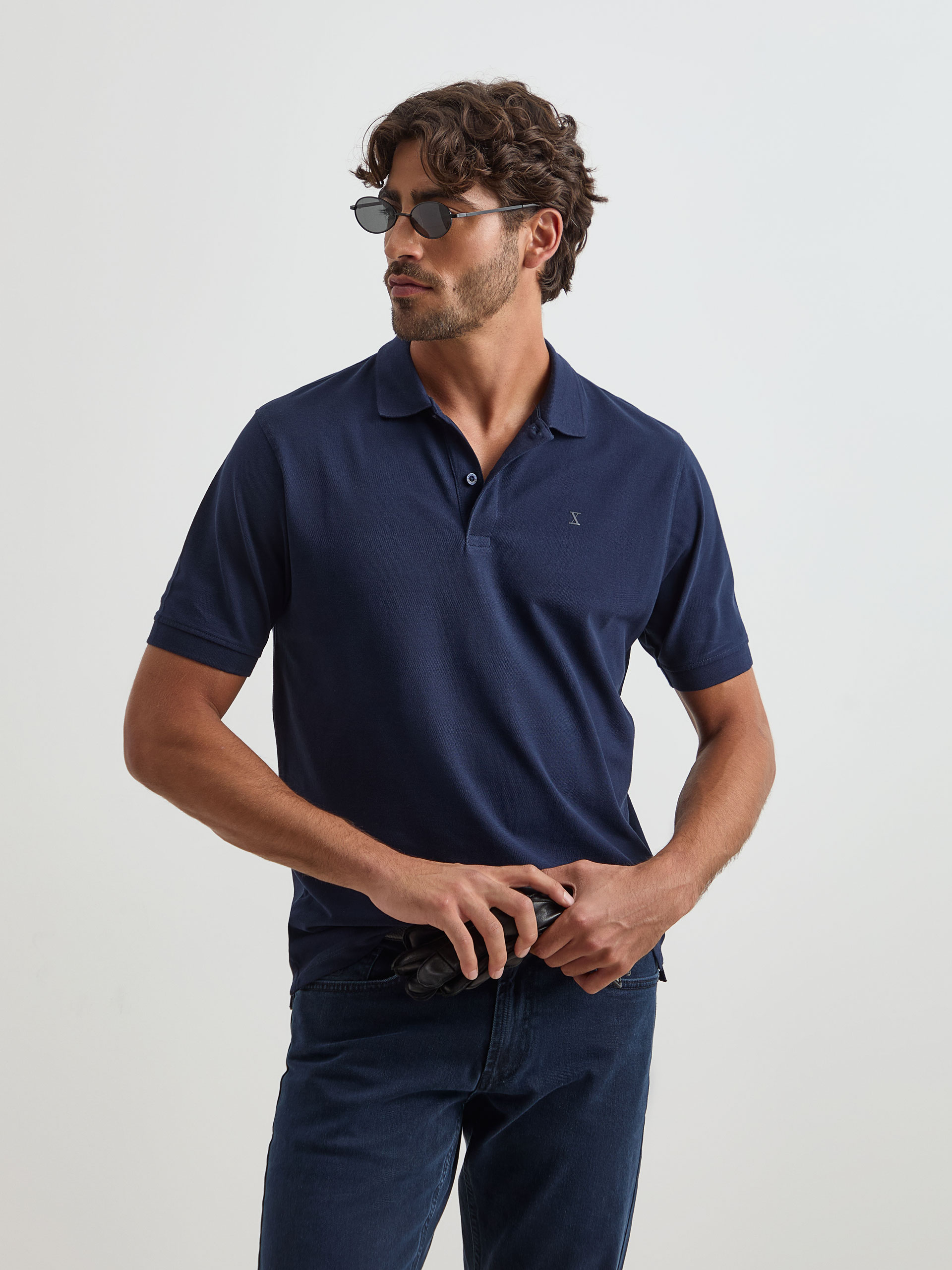 Polo Piqué Regular Fit Azul-marinho-1