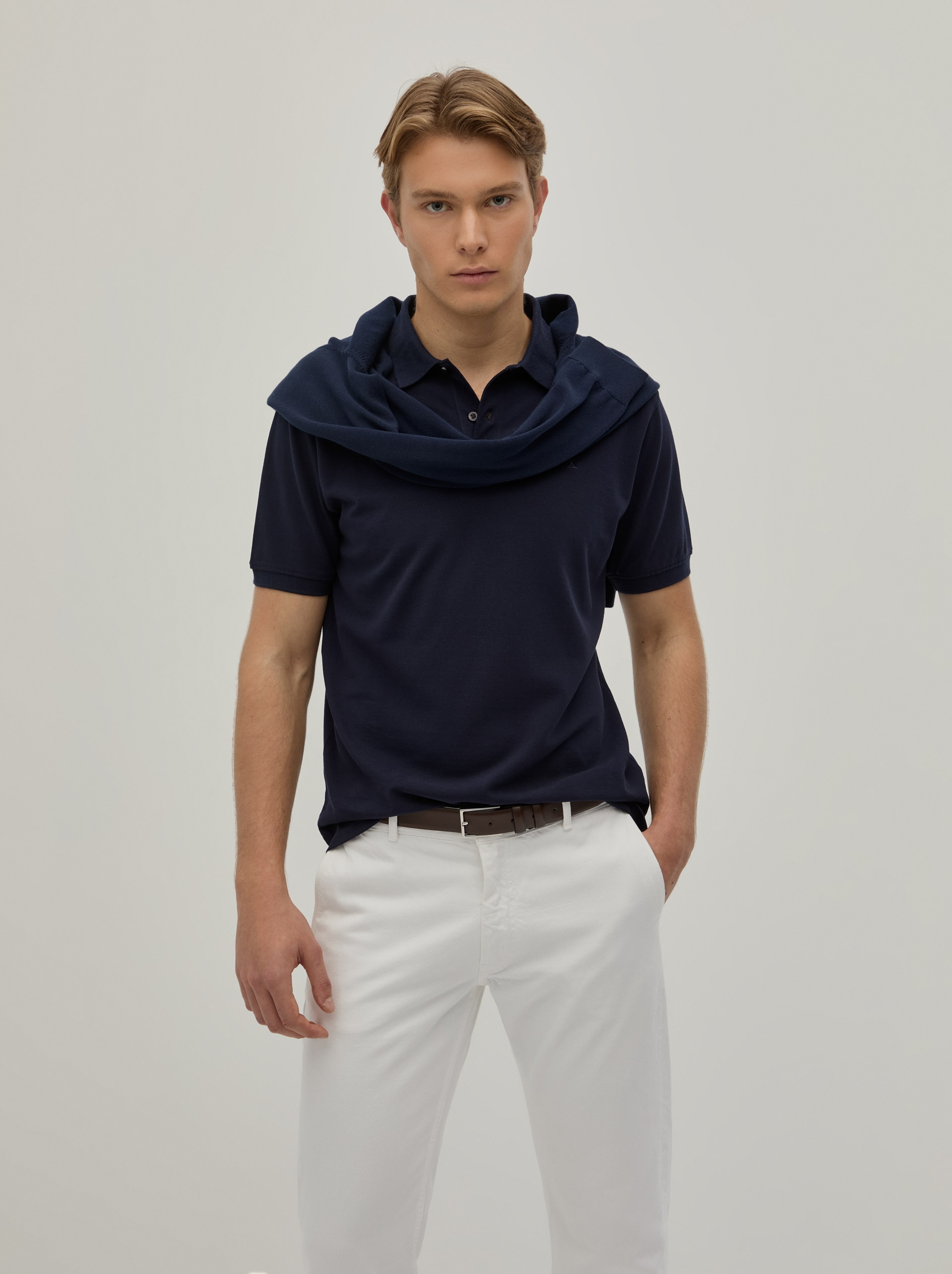 Polo Piqué Regular Fit Azul-marinho-3