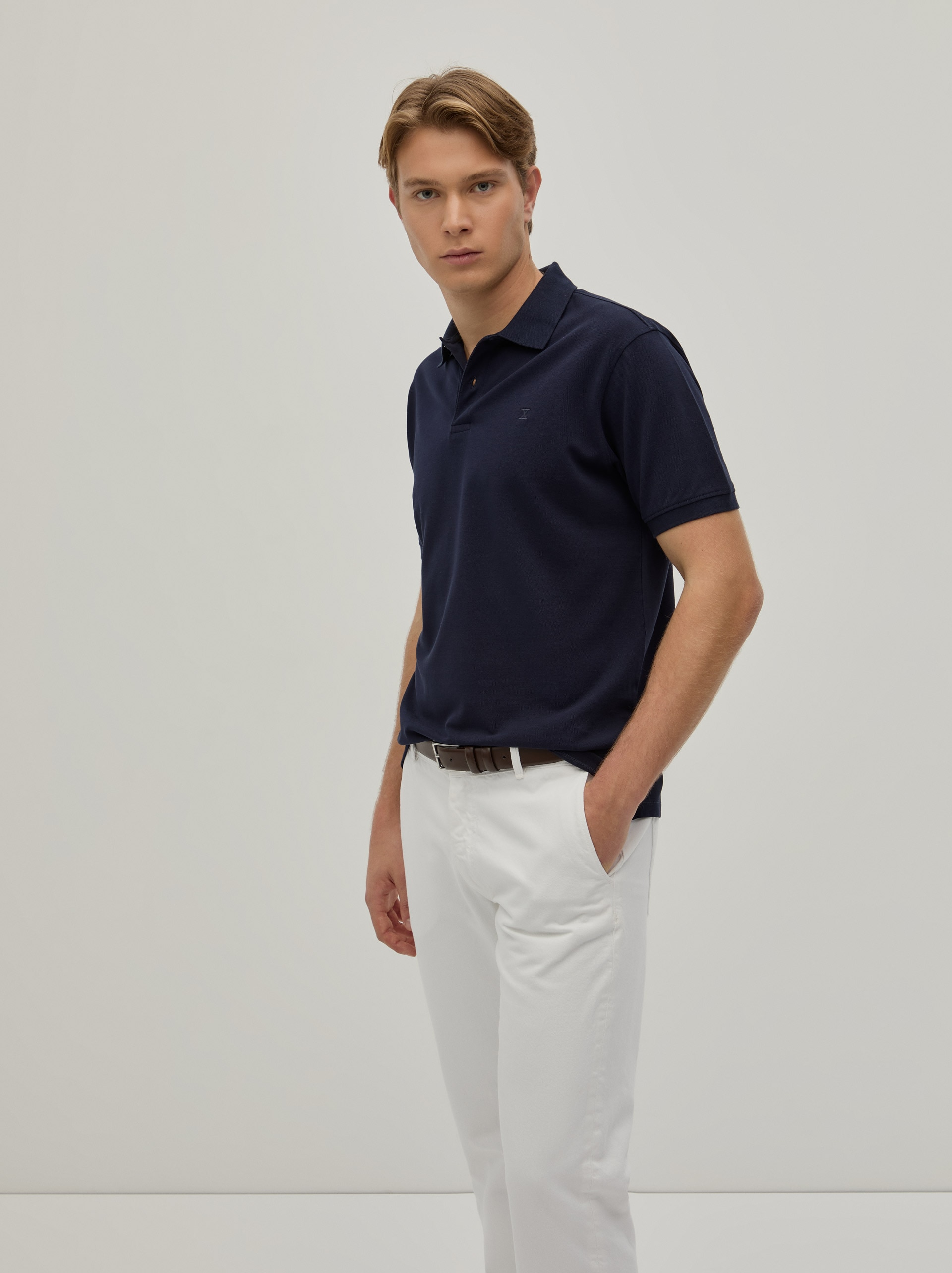 Polo Piqué Regular Fit Azul-marinho-4