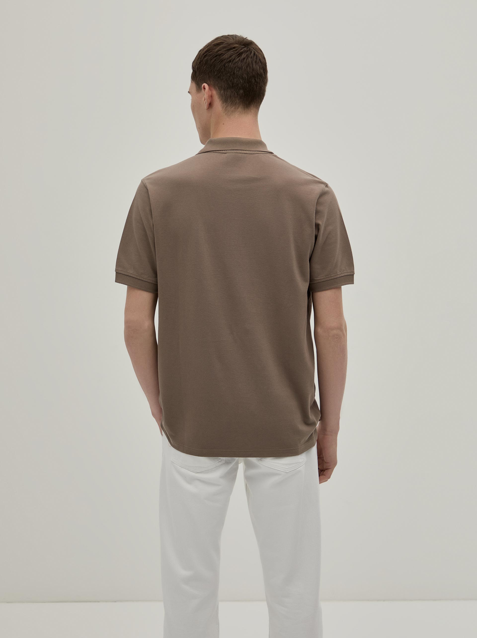 Polo Piqué Regular Fit Castanho-5