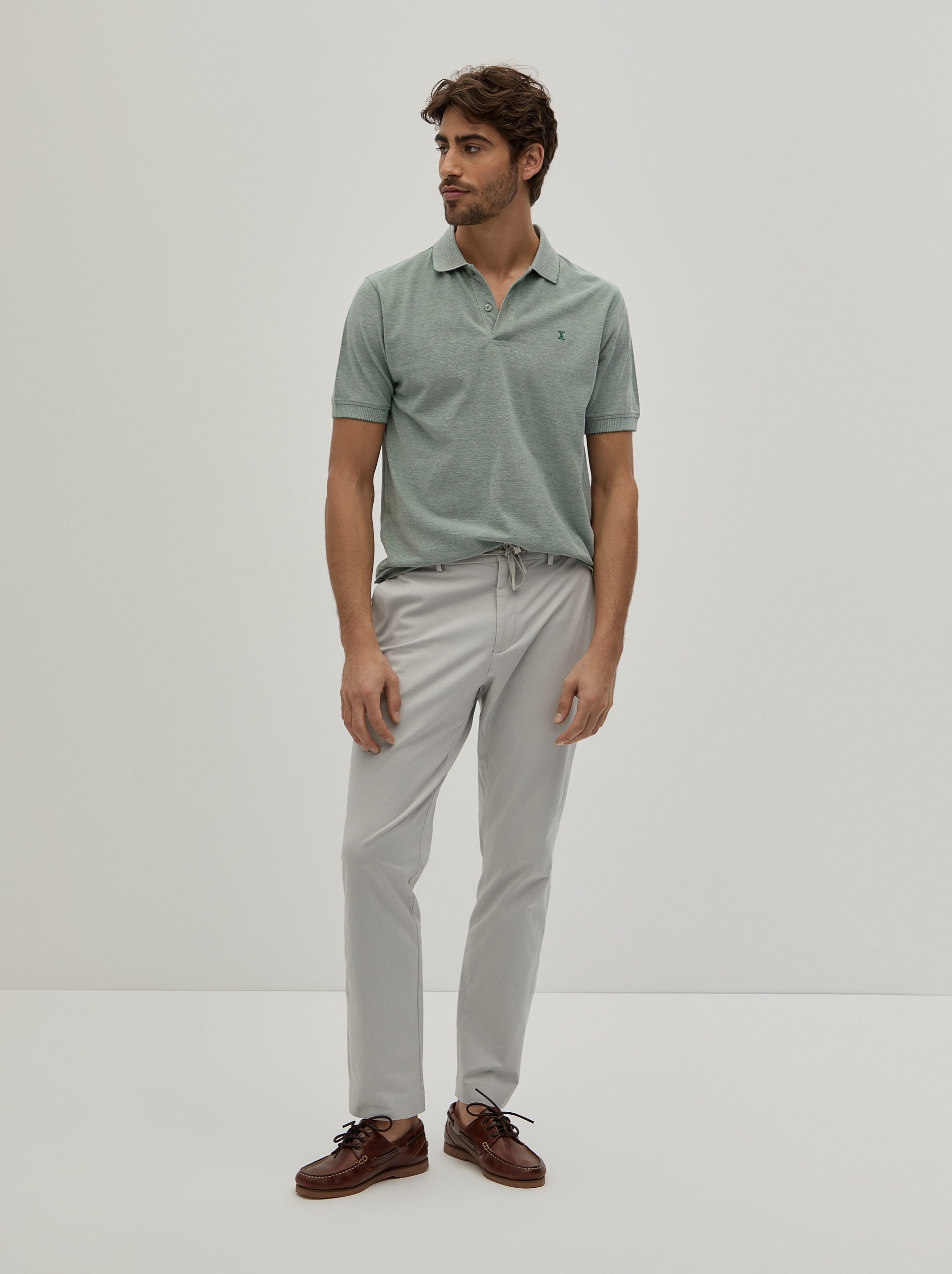 Polo Piqué Bicolor em Algodão Verde-2