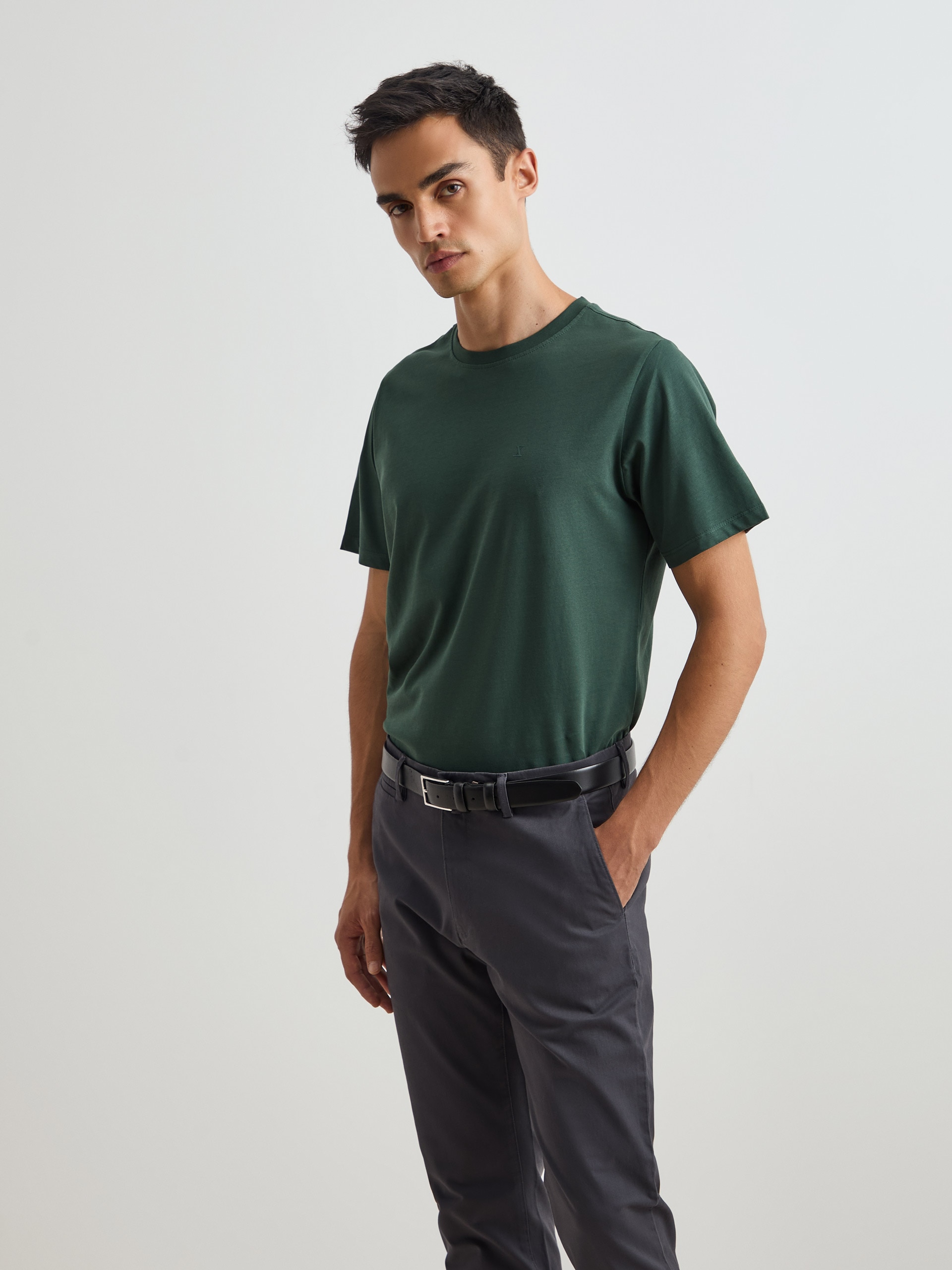 T-Shirt Jersey de Algodão Verde-escuro-2