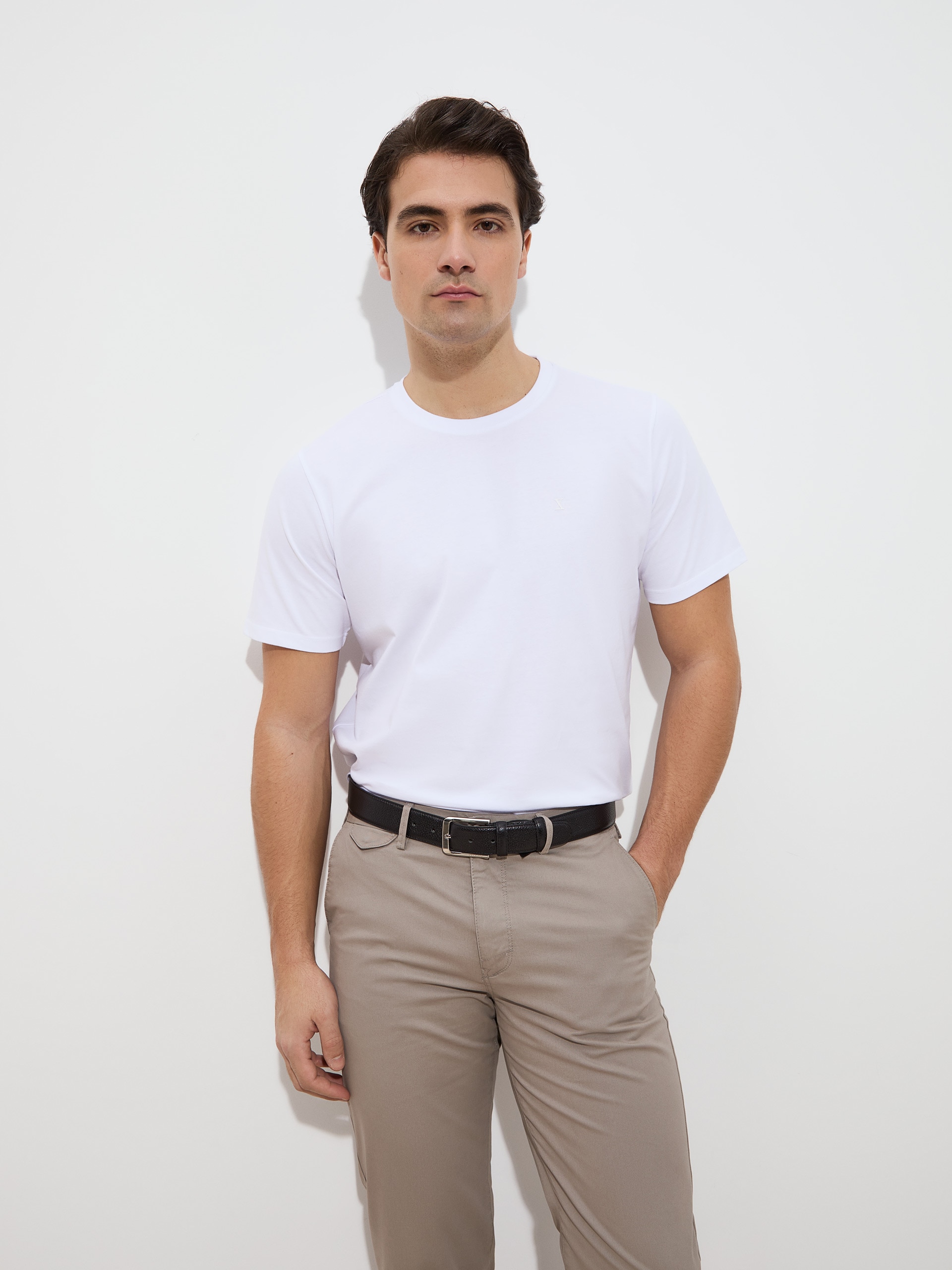 T-shirt jersey de algodão Branco-2