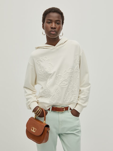Imagem 0 de Sweater com Bordado Floral e Capuz