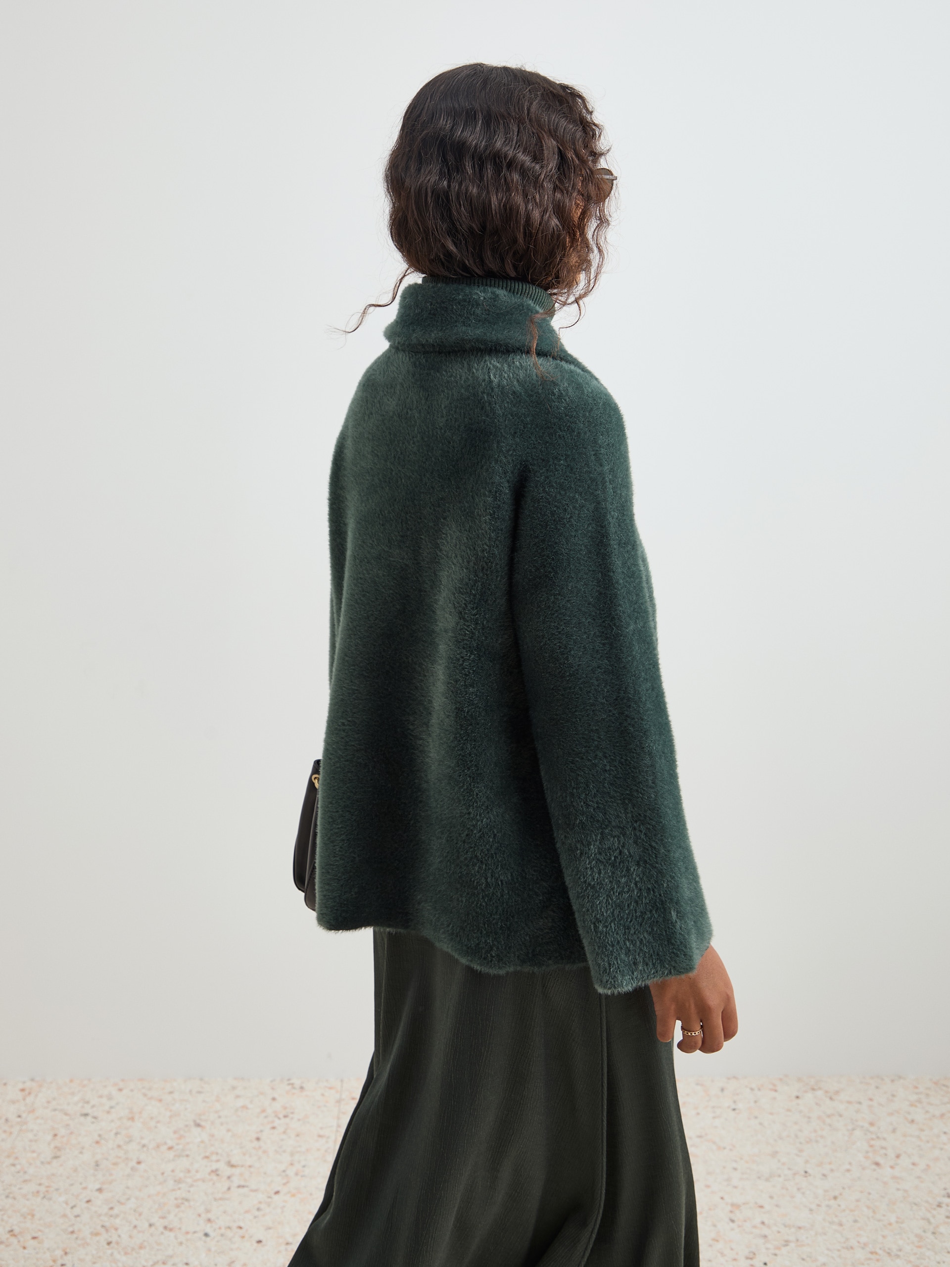 Casaco de pelo mangas raglan Verde-4