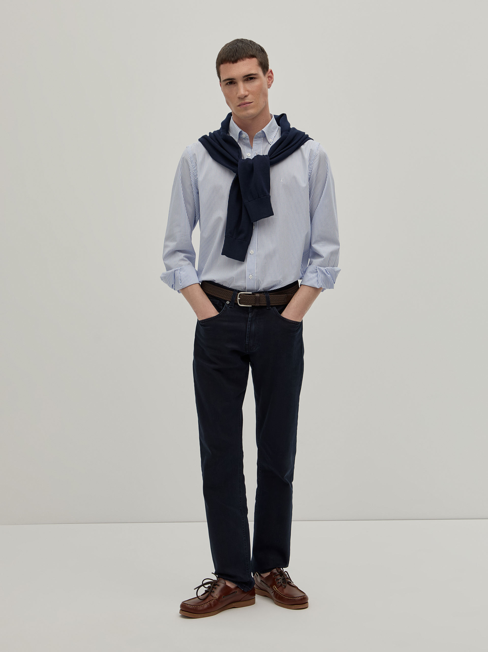 Calças Denim Regular Fit Azul-marinho-2