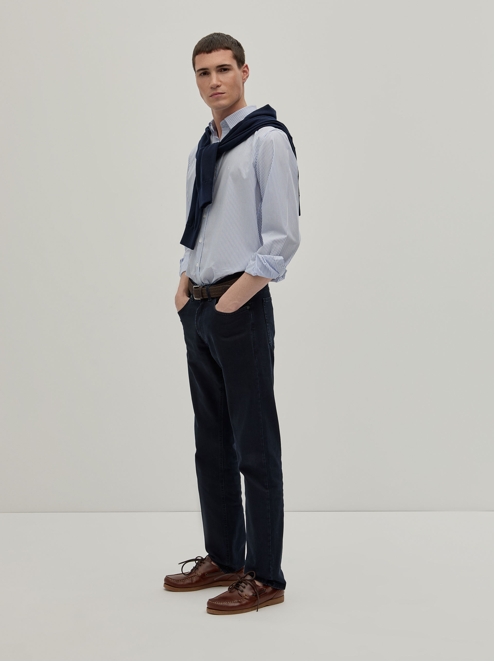 Calças Denim Regular Fit Azul-marinho-3