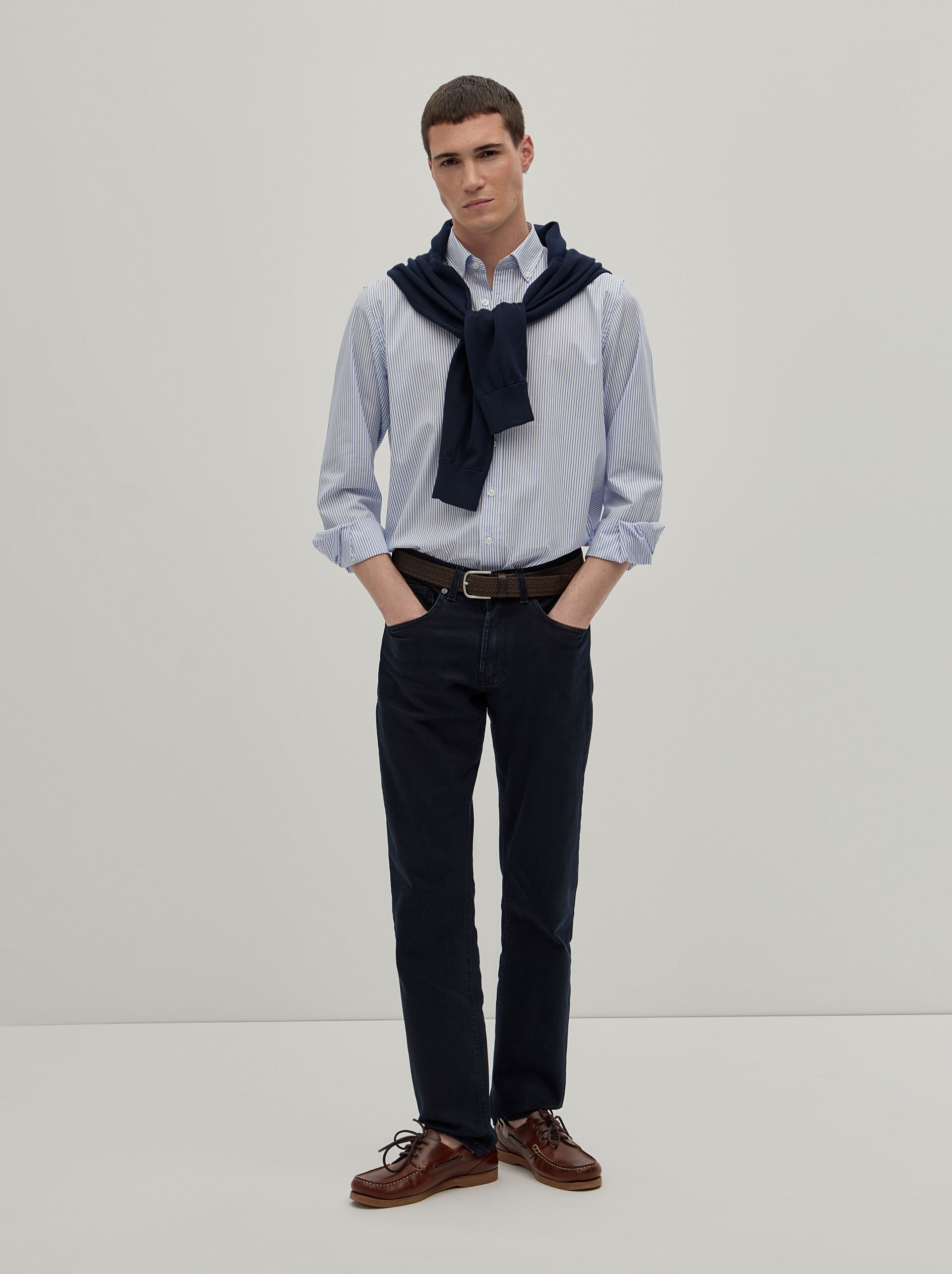 Calças Denim Regular Fit Azul-marinho-2