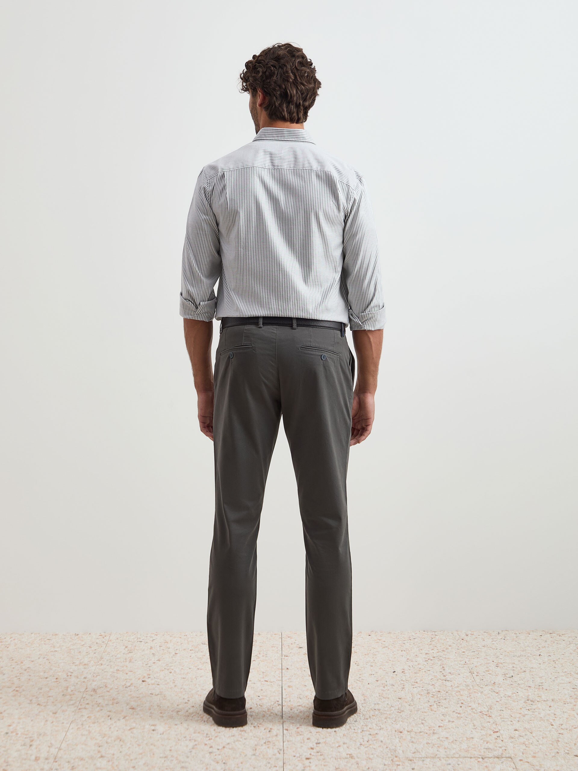 Calças Chino Slim Fit Caqui-3