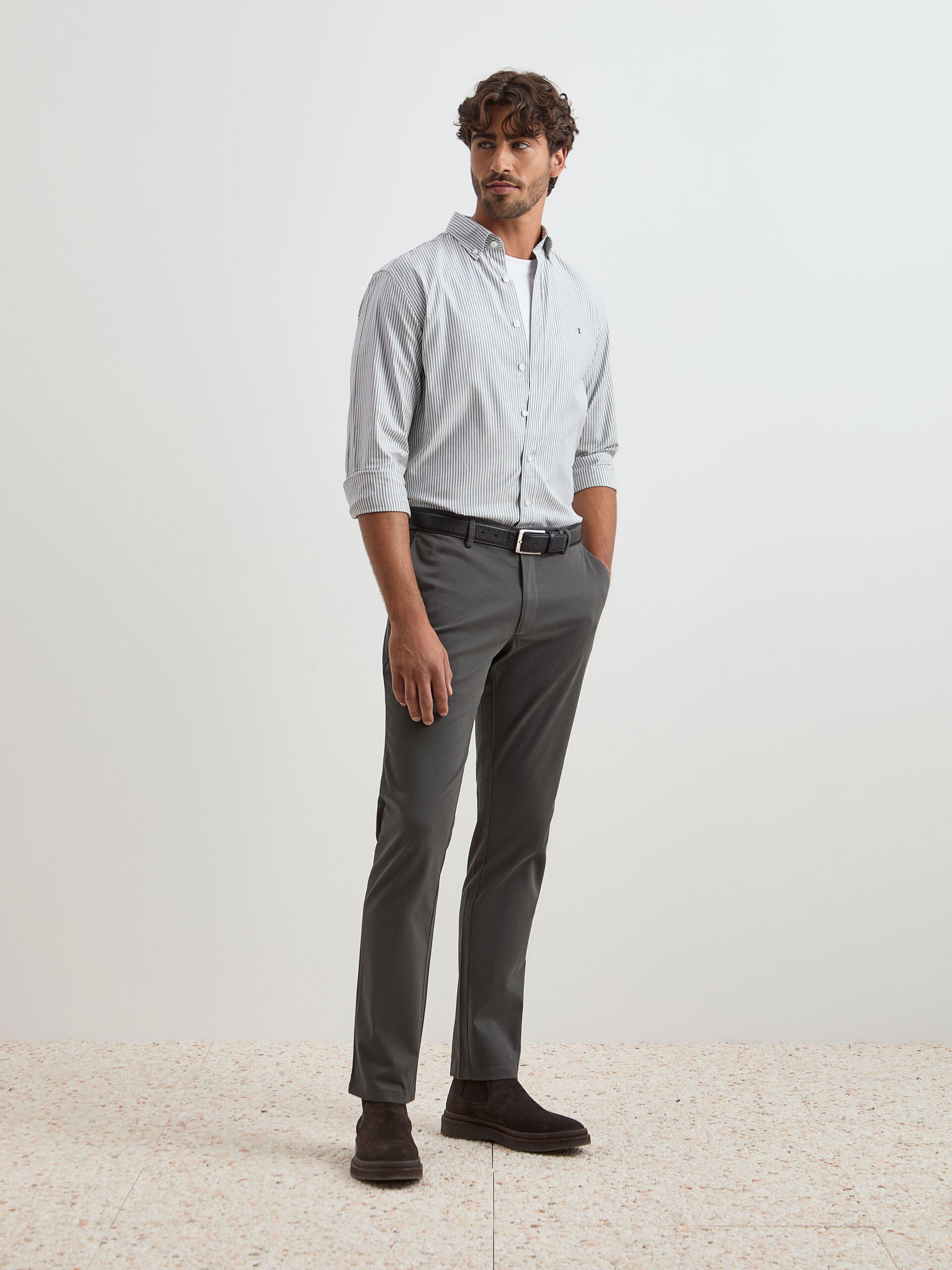 Calças Chino Slim Fit Caqui-4