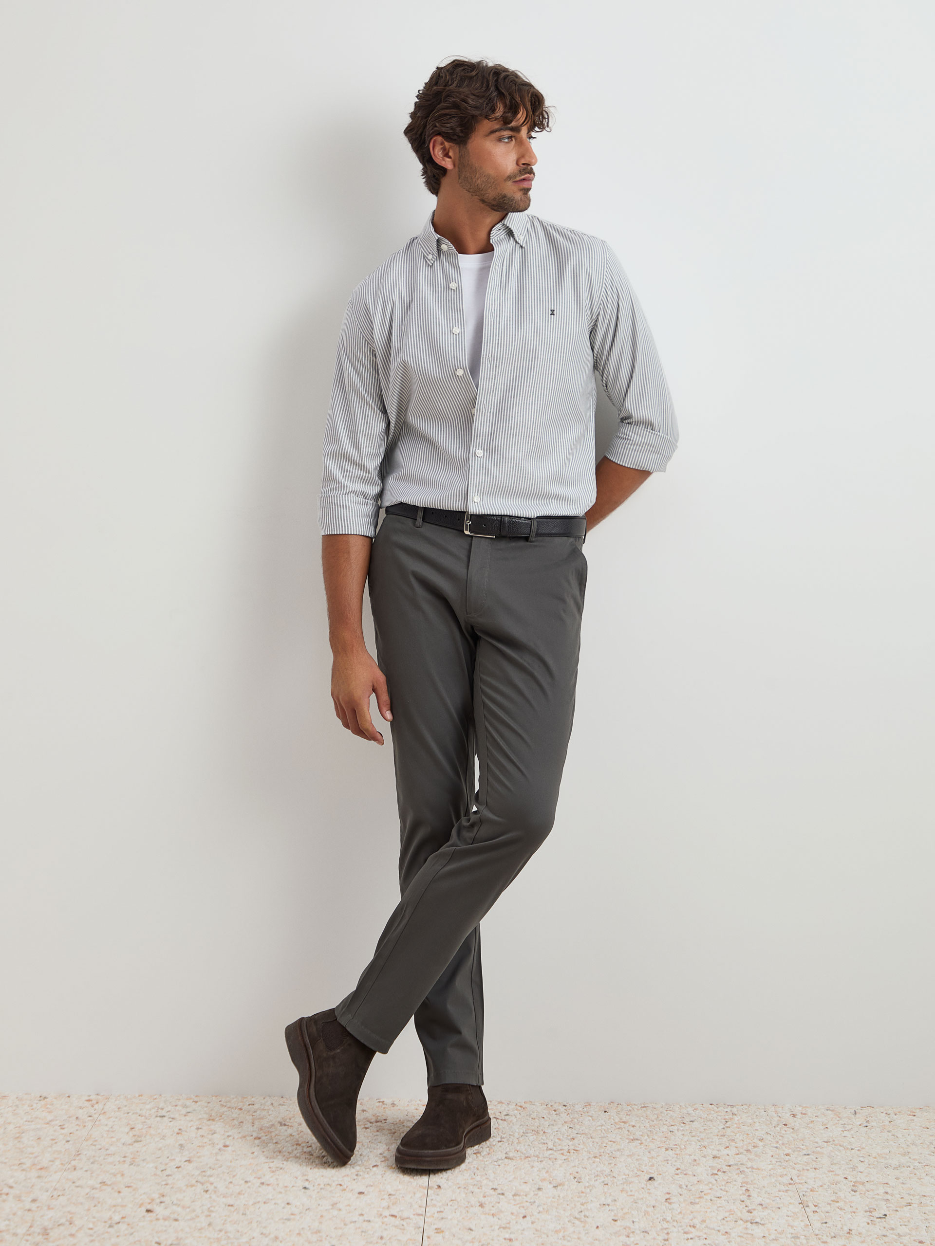 Calças Chino Slim Fit Caqui-1