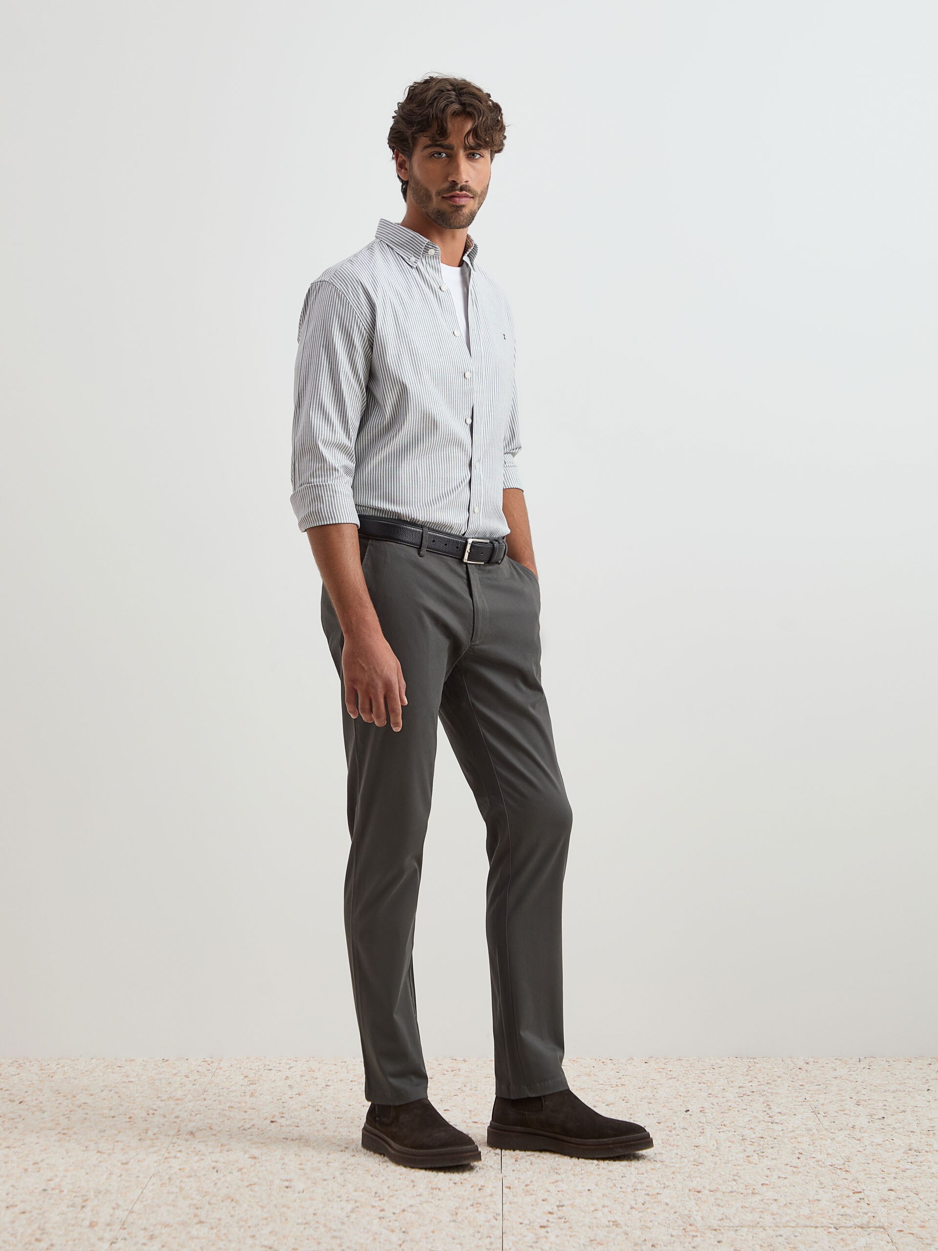 Calças Chino Slim Fit Caqui-2