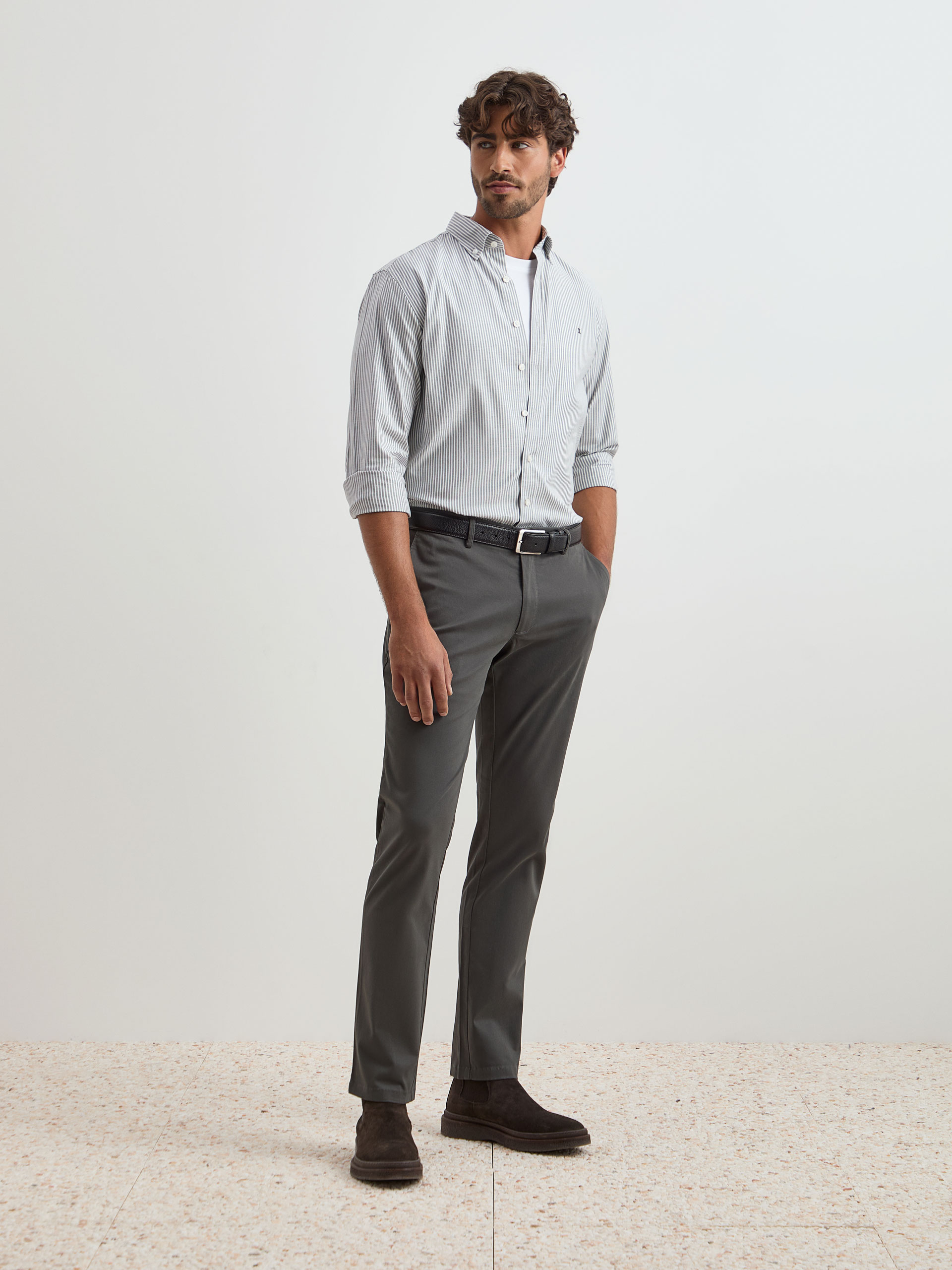 Calças Chino Slim Fit Caqui-4