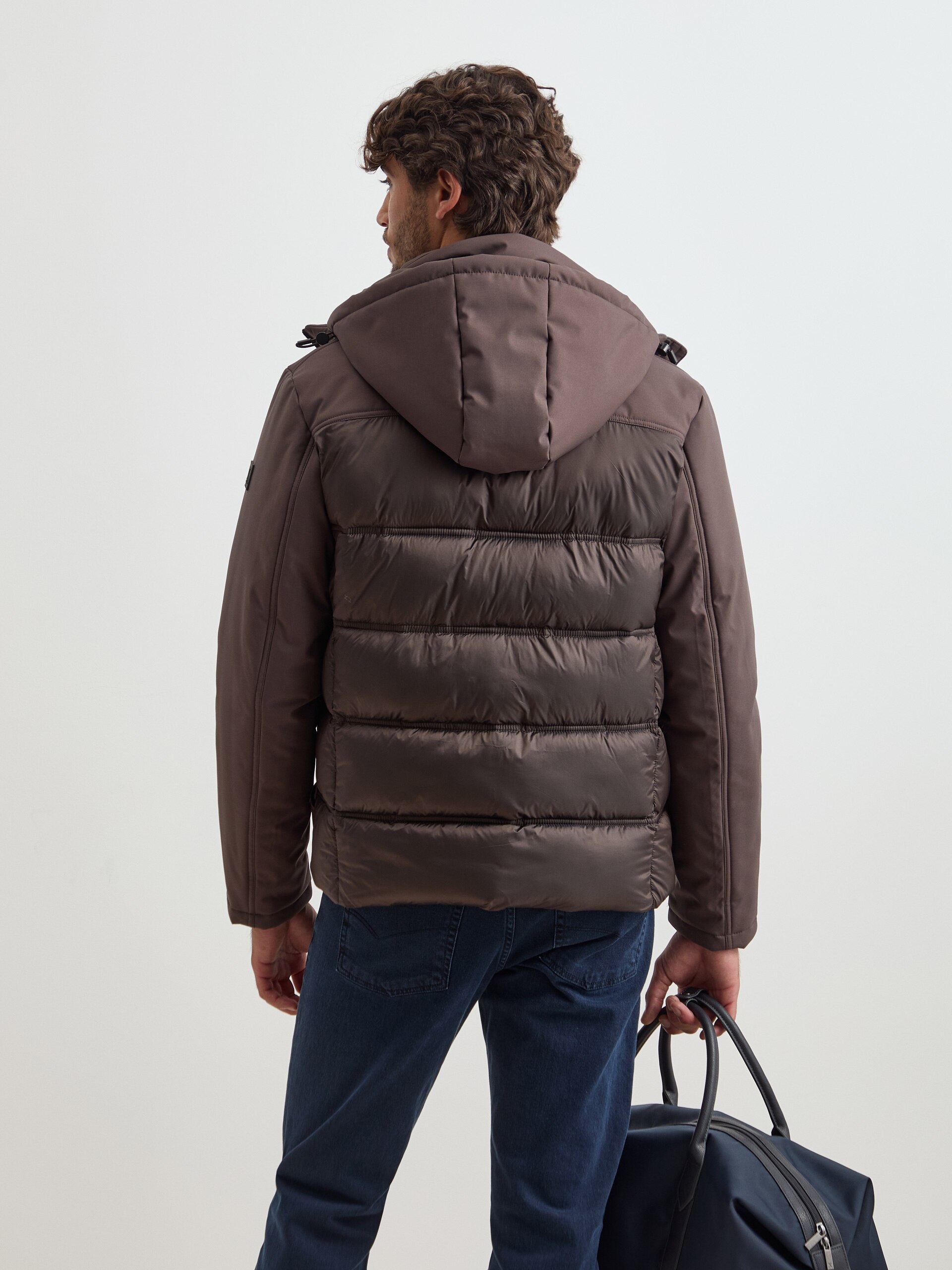 Blusão Alcochoado com Capuz Castanho-4