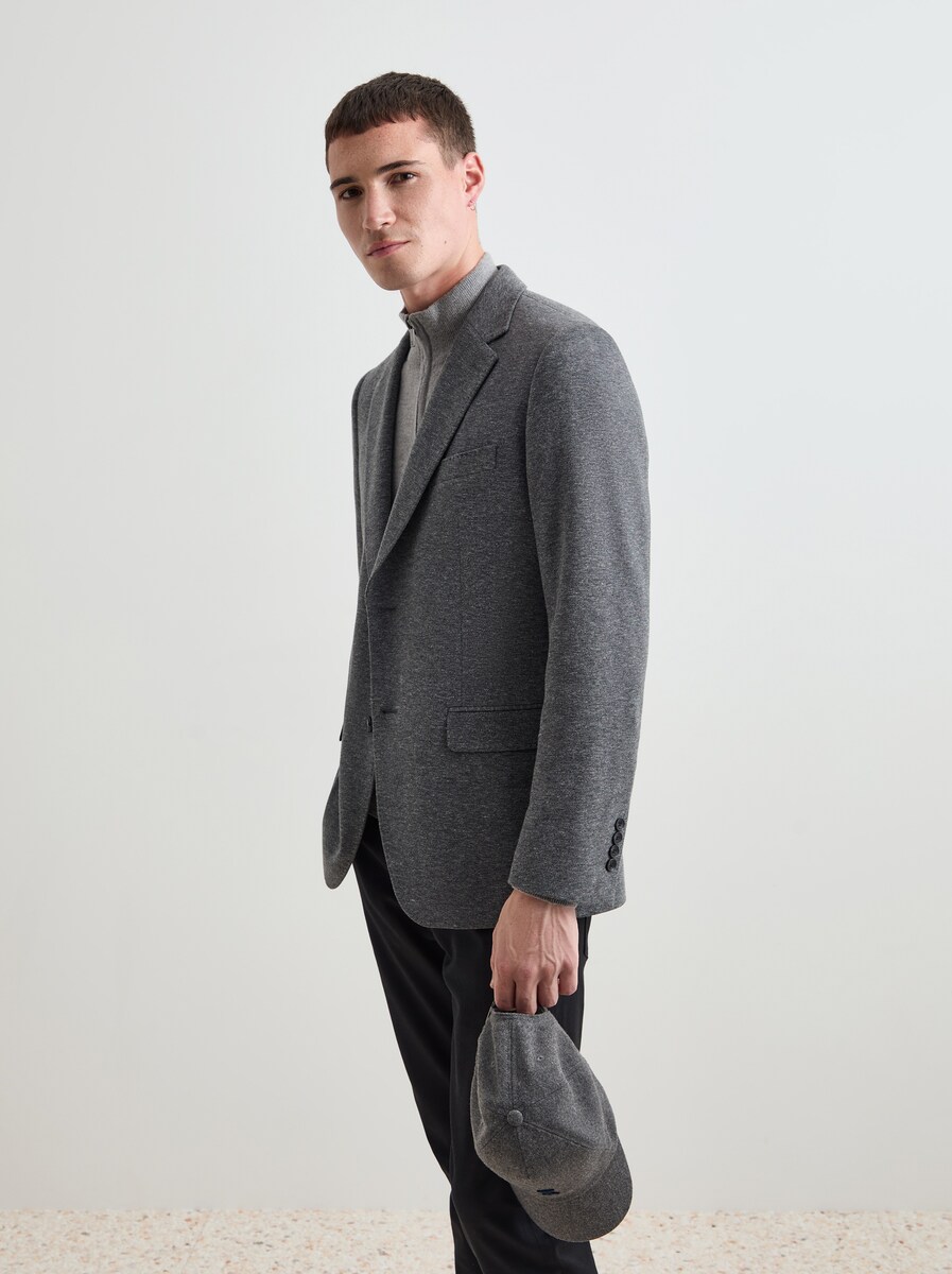 Blazer Regular Fit com Algodão Cinzento-2