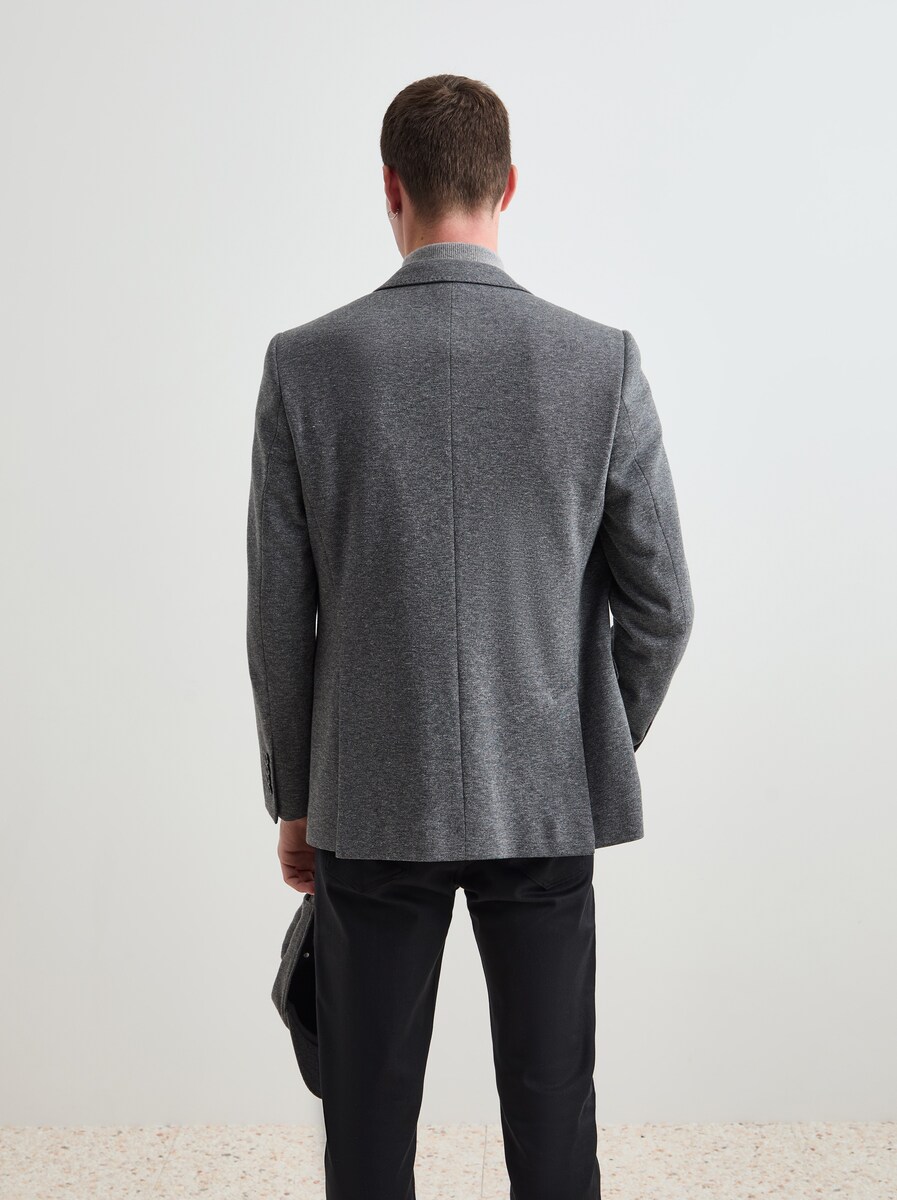 Blazer Regular Fit com Algodão Cinzento-4