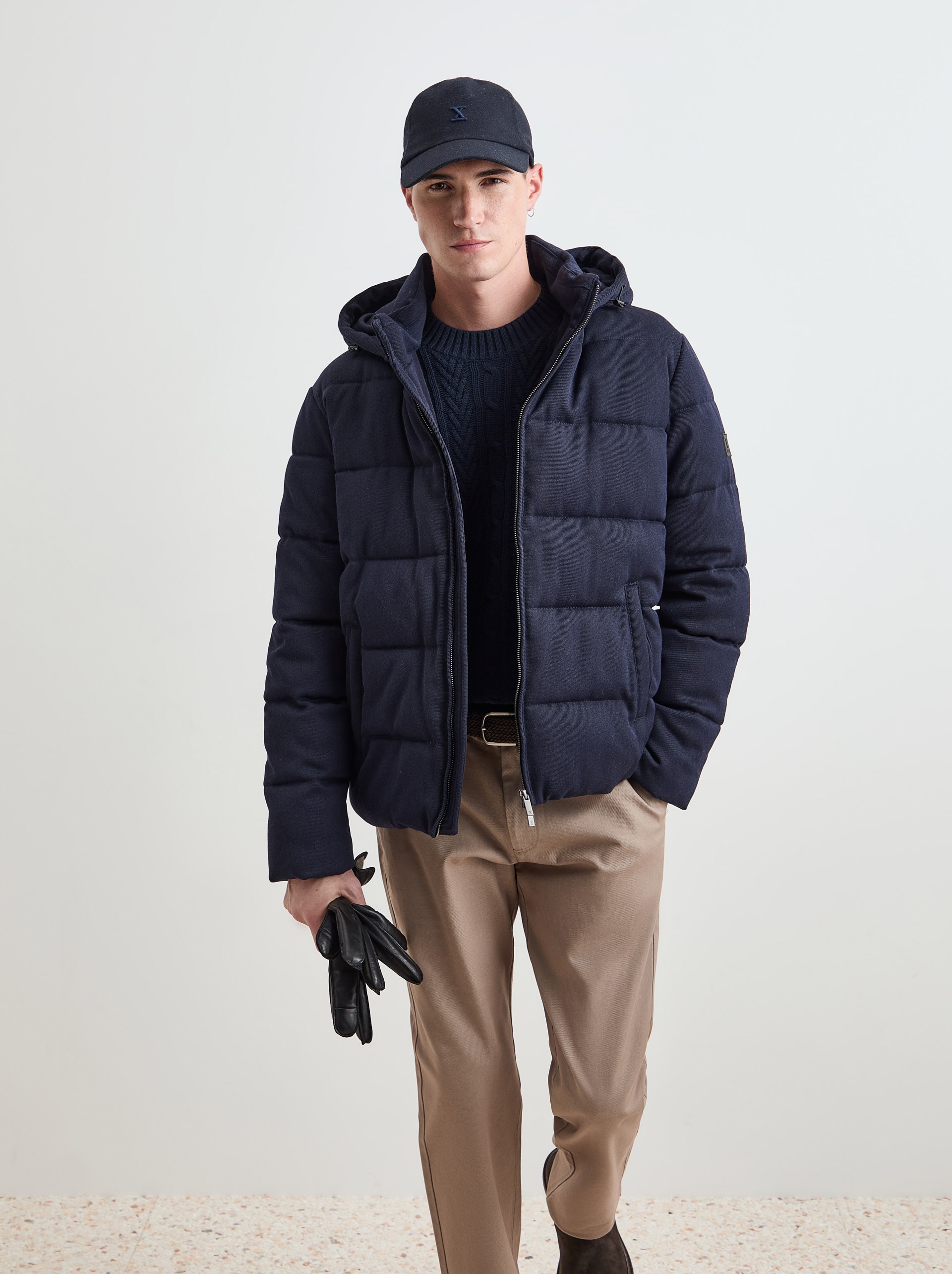 Blusão Acolchoado com Capuz Azul-marinho-1