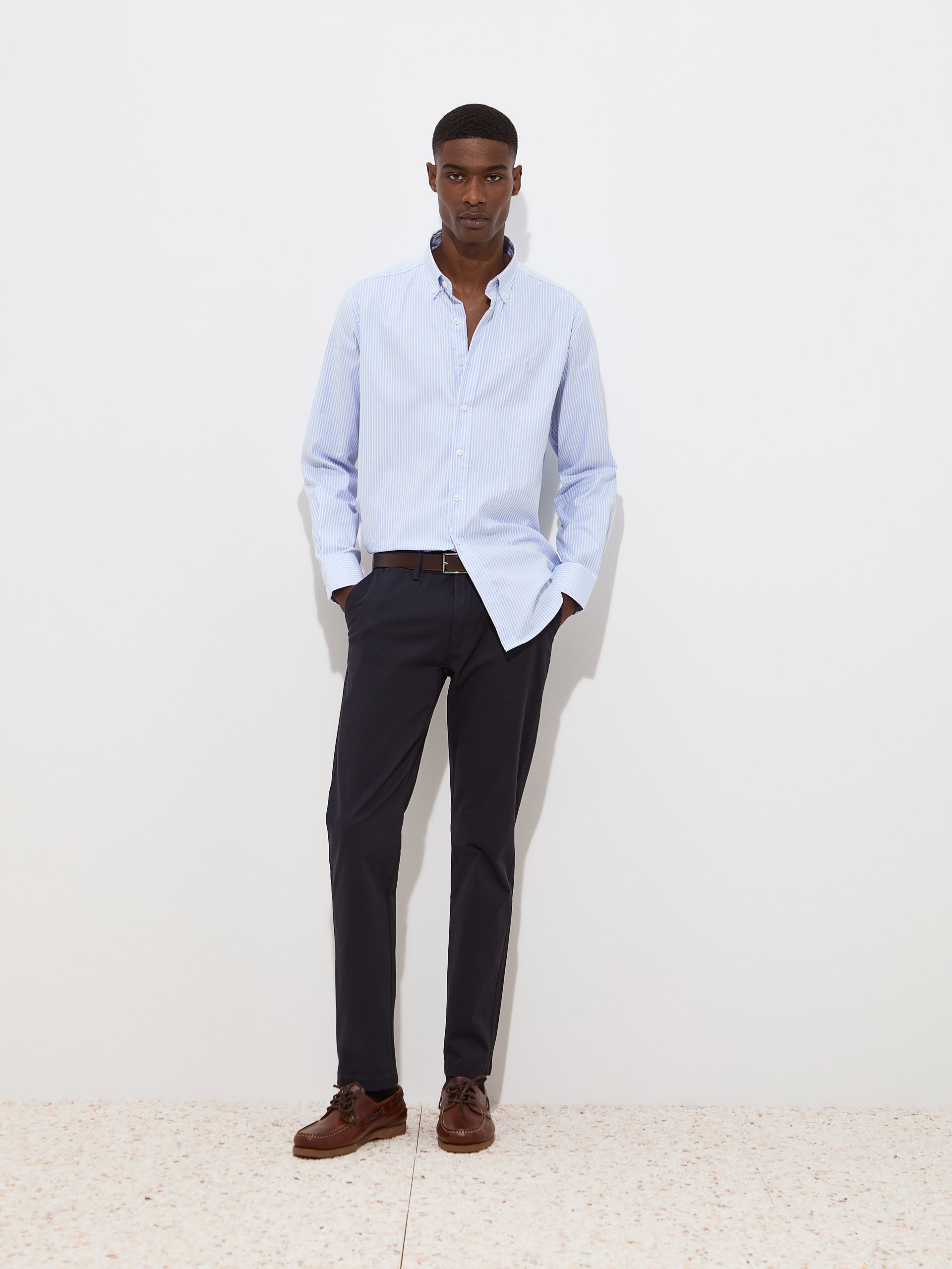 Camisa às riscas regular fit Azul-2