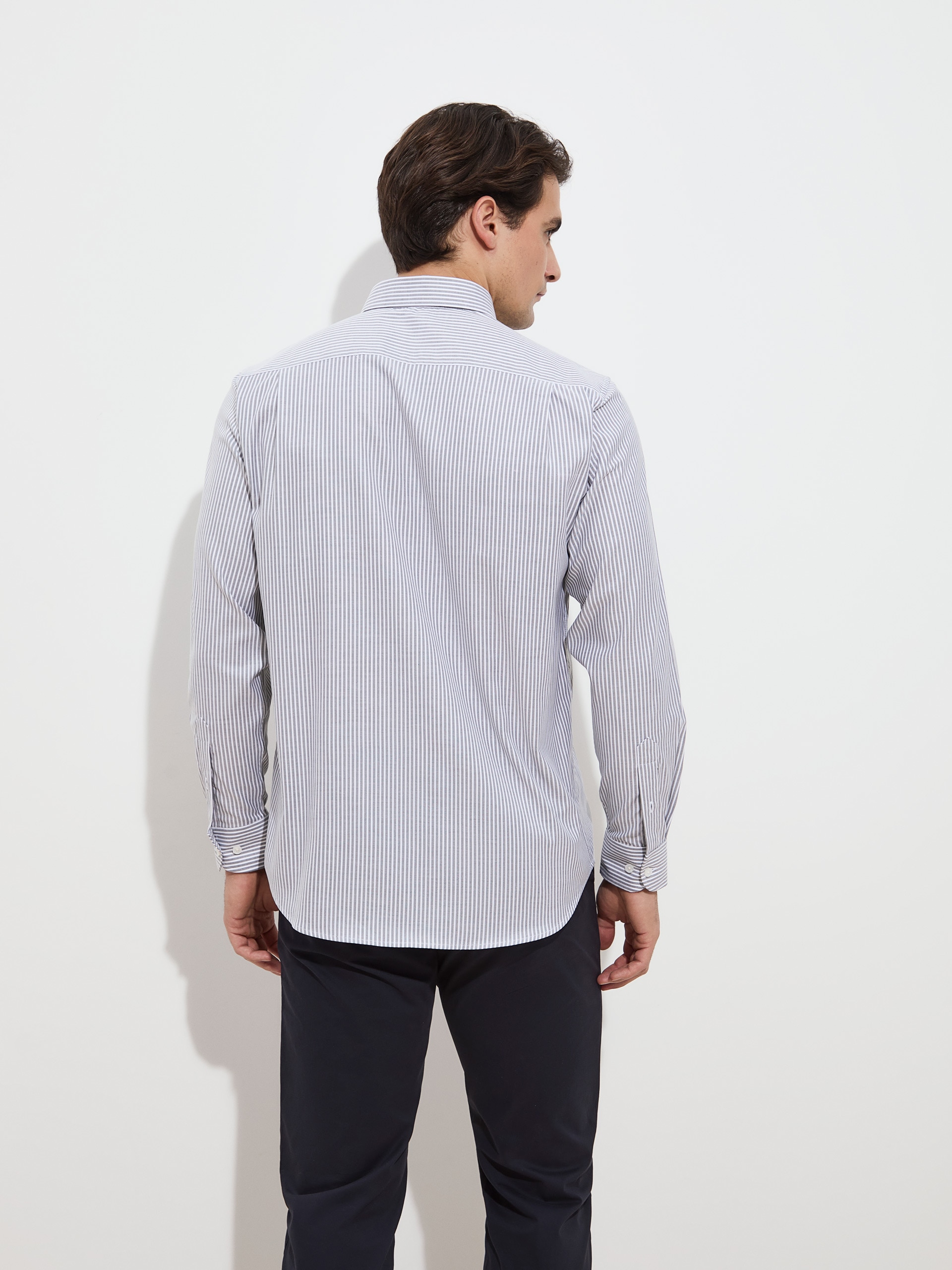 Camisa às riscas regular fit Verde-4