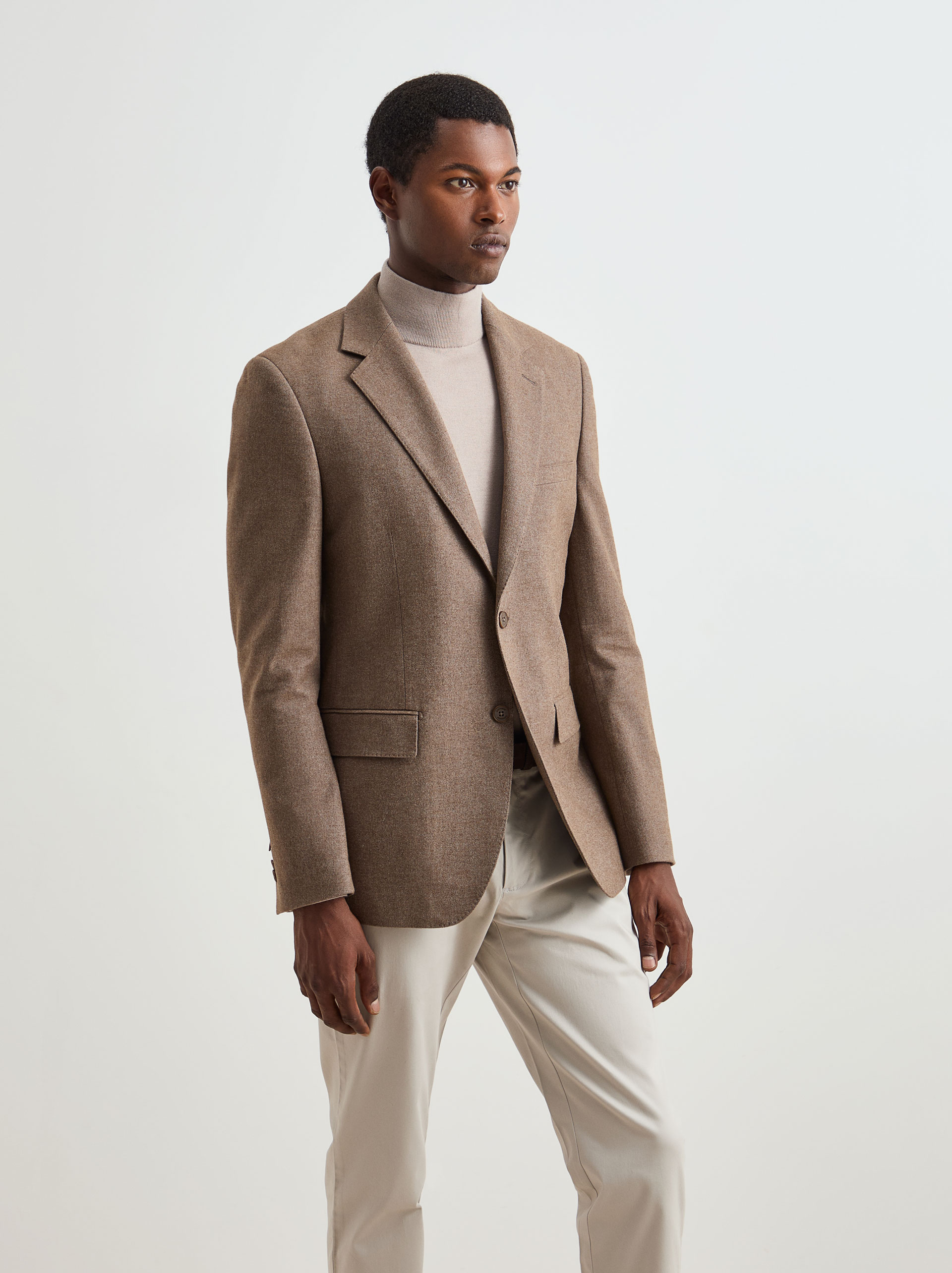 Blazer Clássico Slim Fit Castanho-3