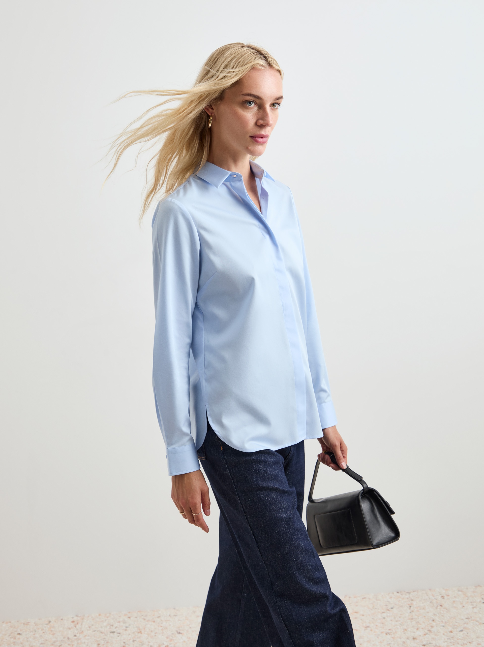 Camisa de Algodão Azul-claro-1