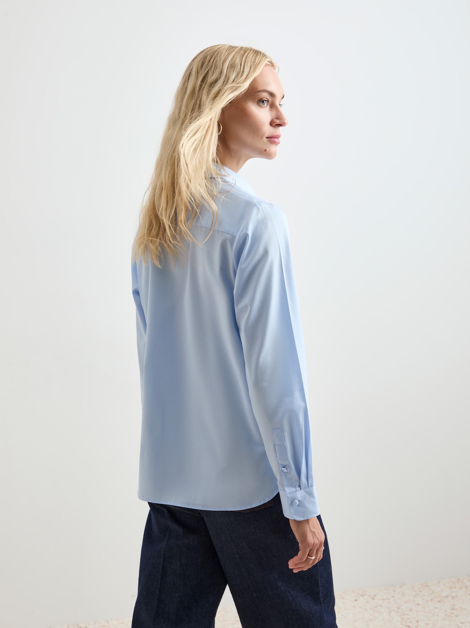 Camisa de Algodão Azul-claro-4