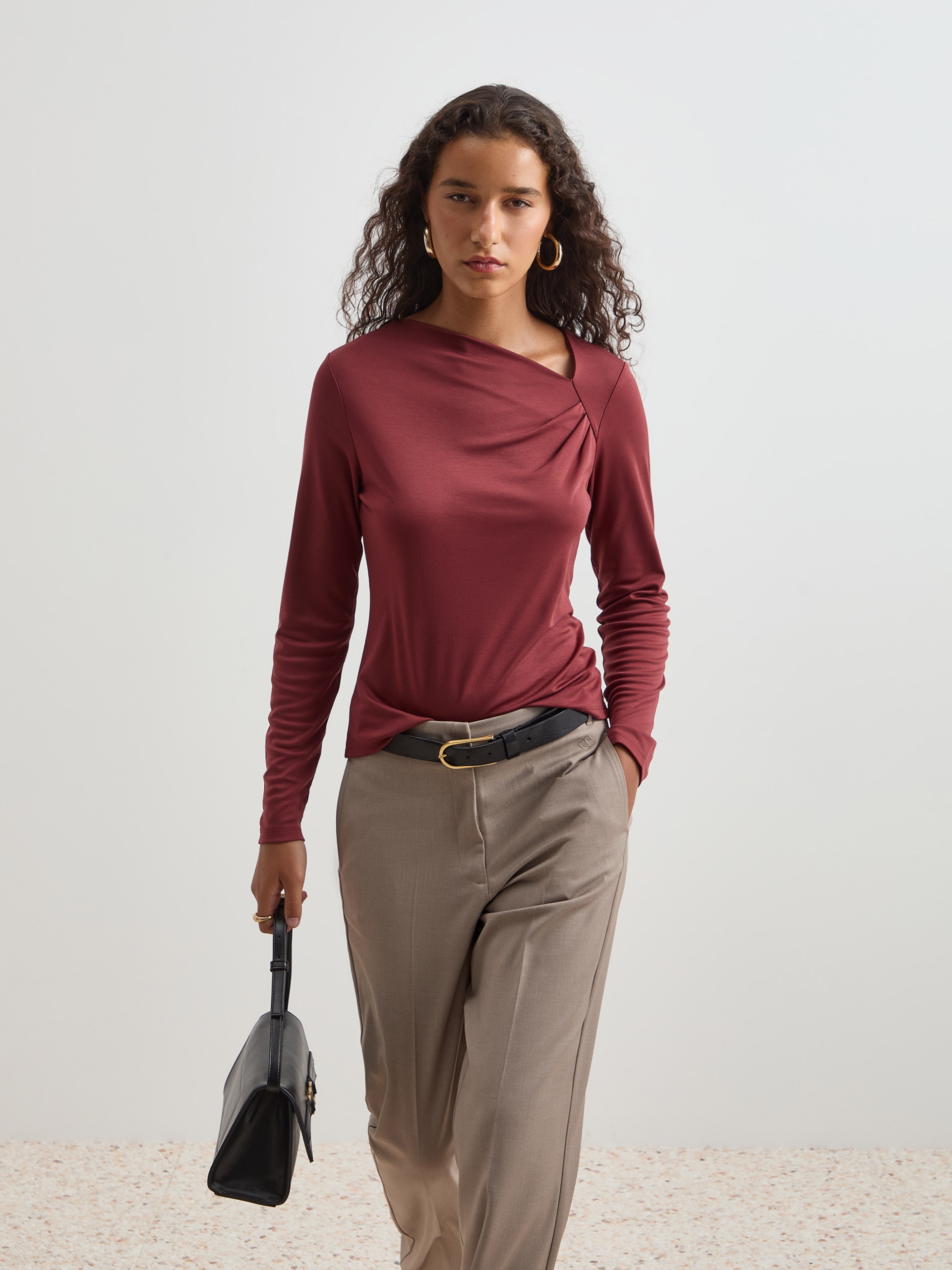 Camisola básica em liocel Vermelho-1