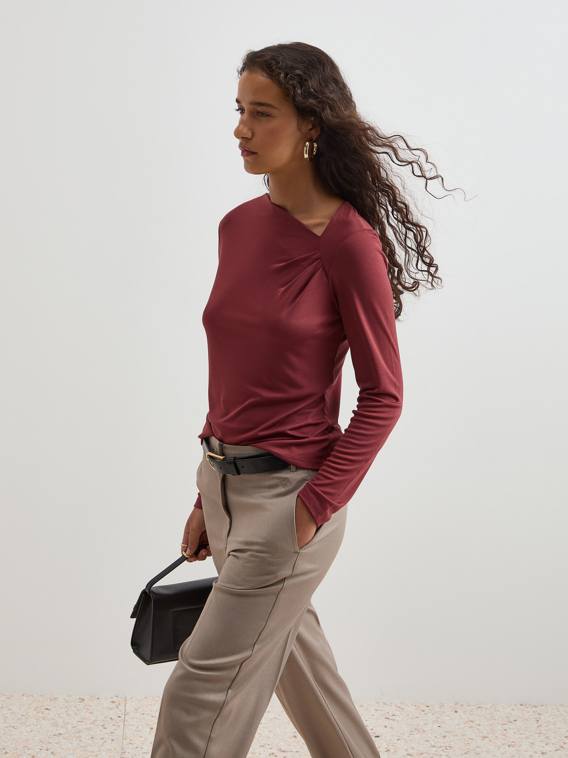 Camisola básica em liocel Vermelho-2